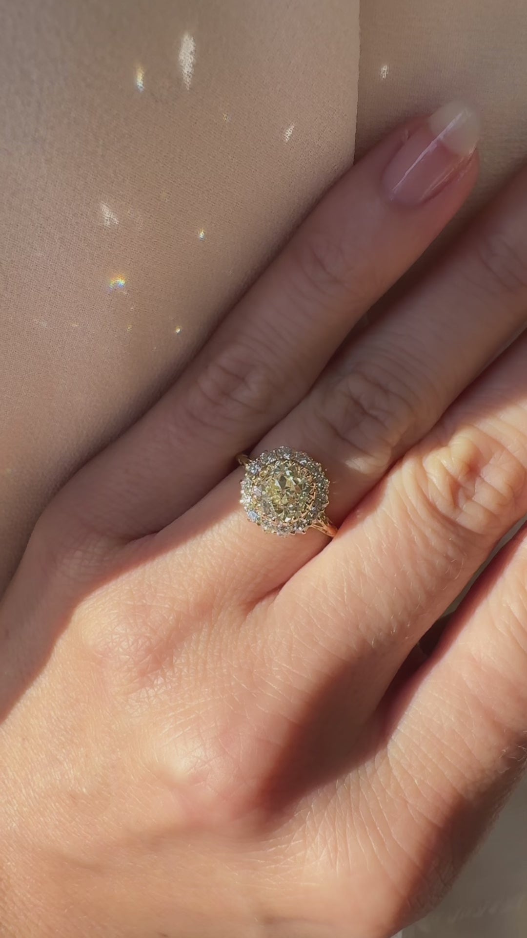 Halo Old Mine cut diamond Rings