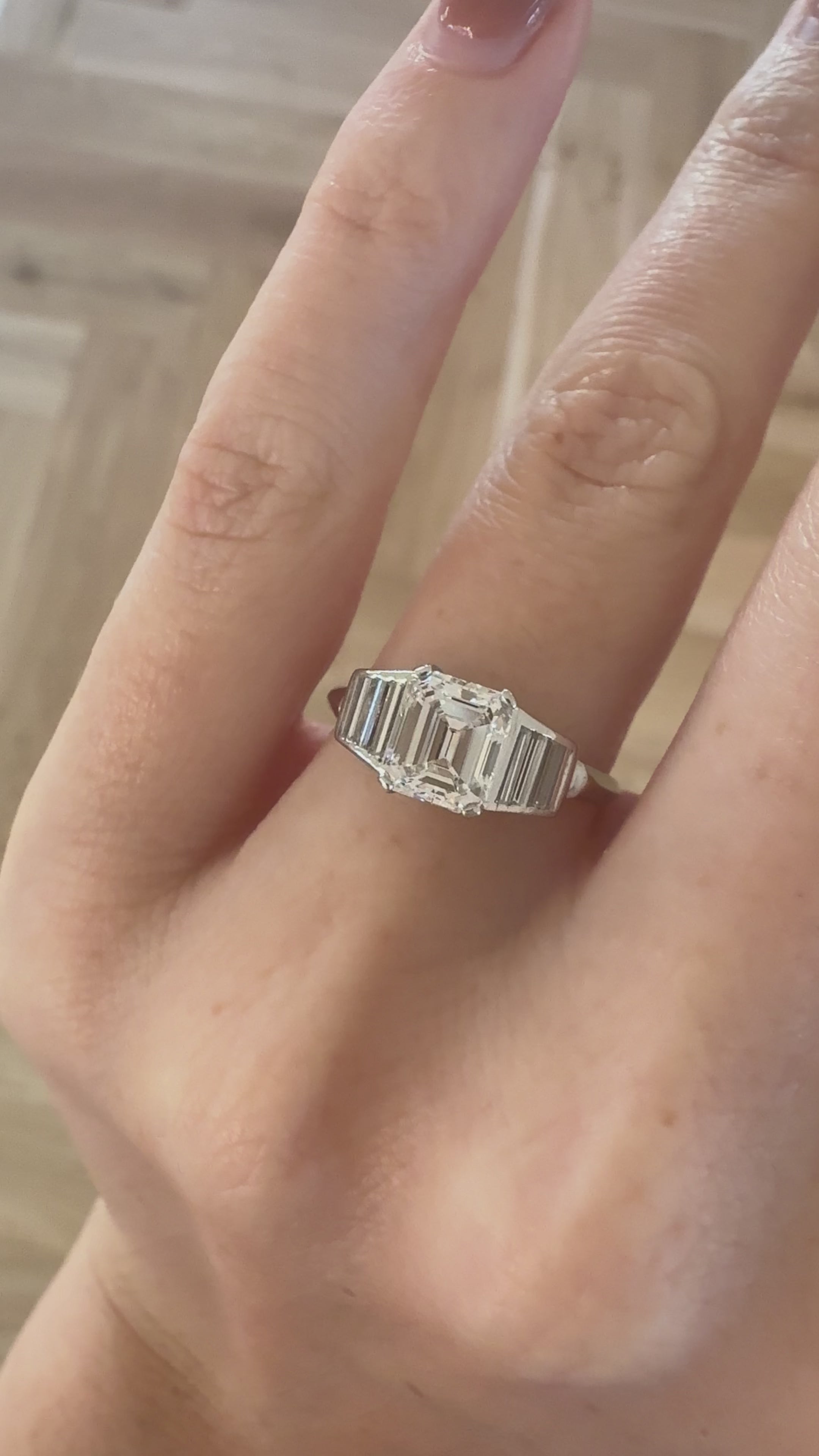 g-h-i color, vvs clarity diamond in platinum setting