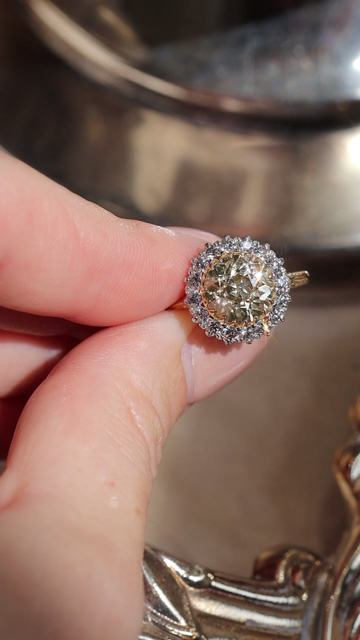 fancy color, vs clarity diamond in two-tone setting