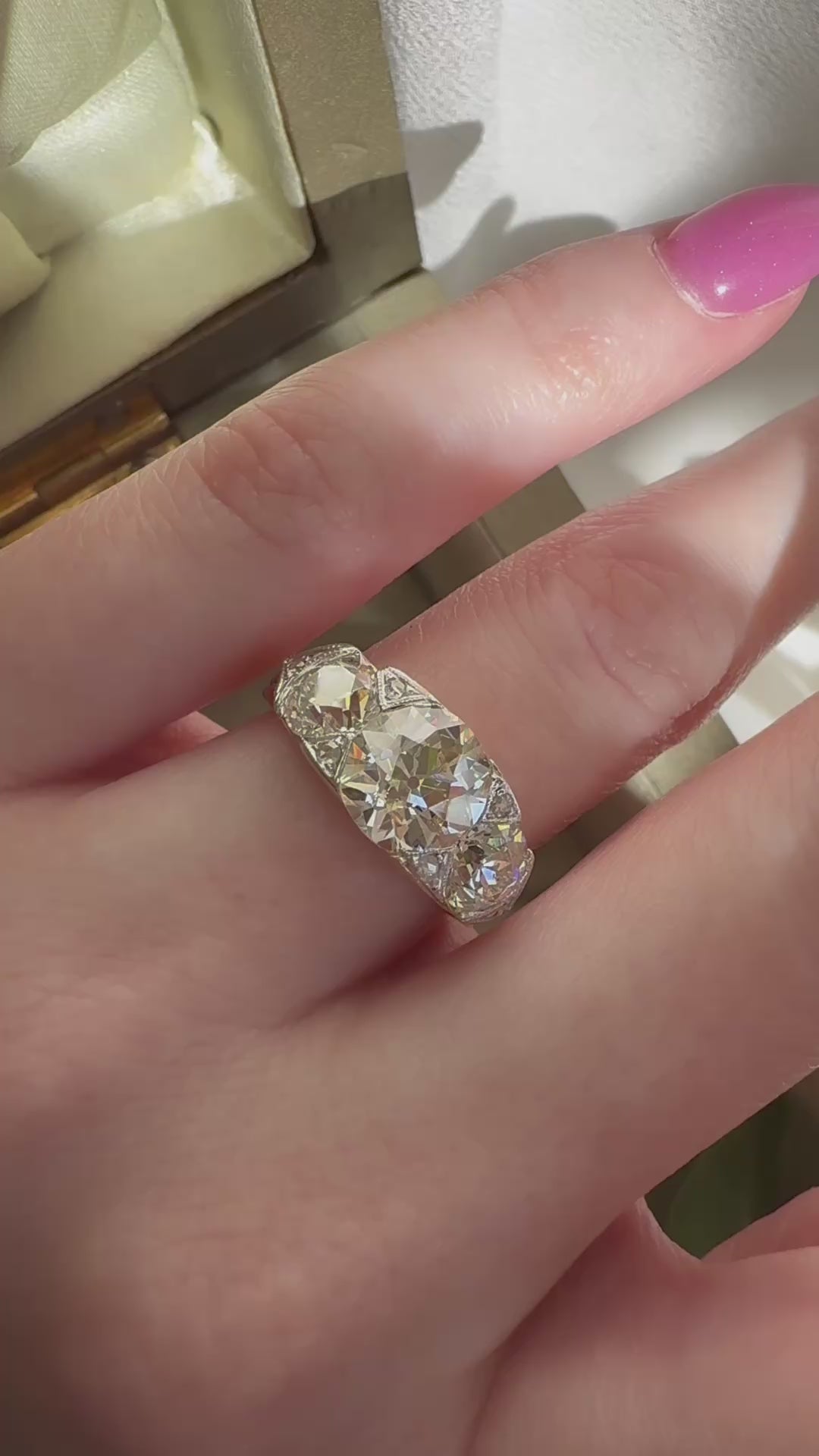 Three-stone Old European cut diamond Rings