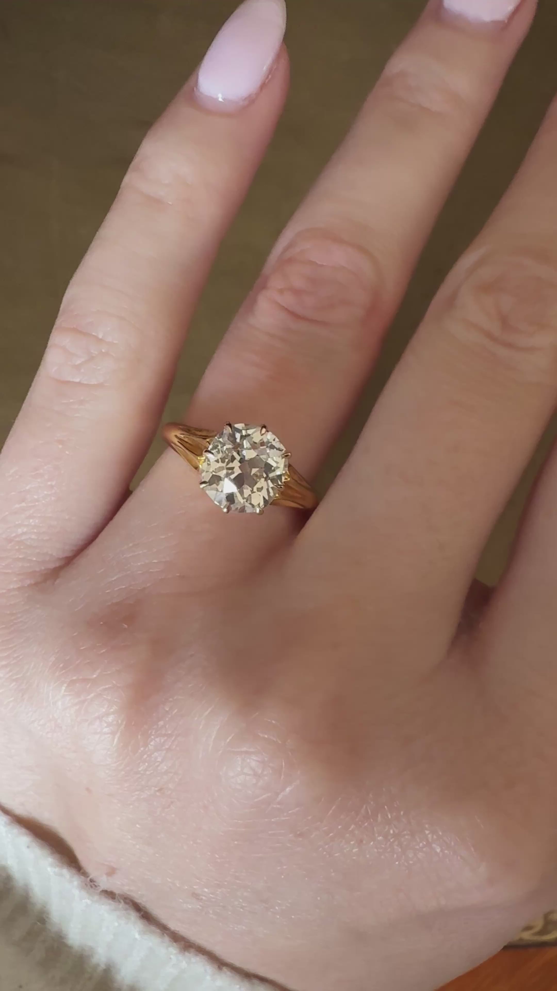  videos and images of vintage Rings-Solitaire Old Mine cut diamond Rings