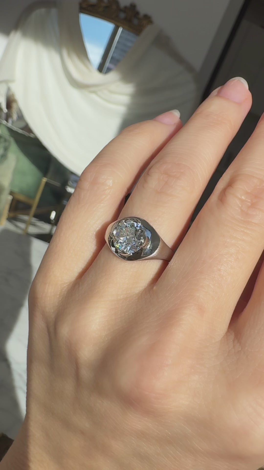 Solitaire Old Mine cut diamond Rings