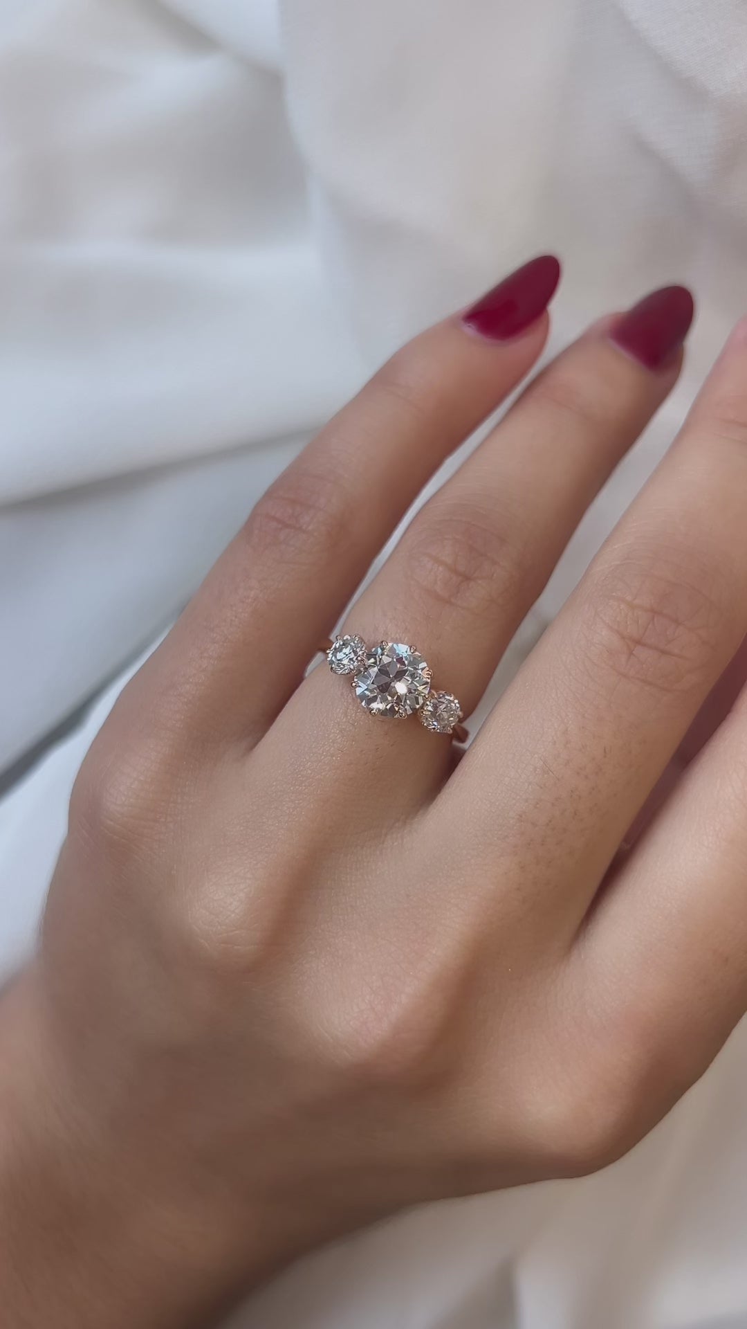 Three-stone Old European cut diamond Rings