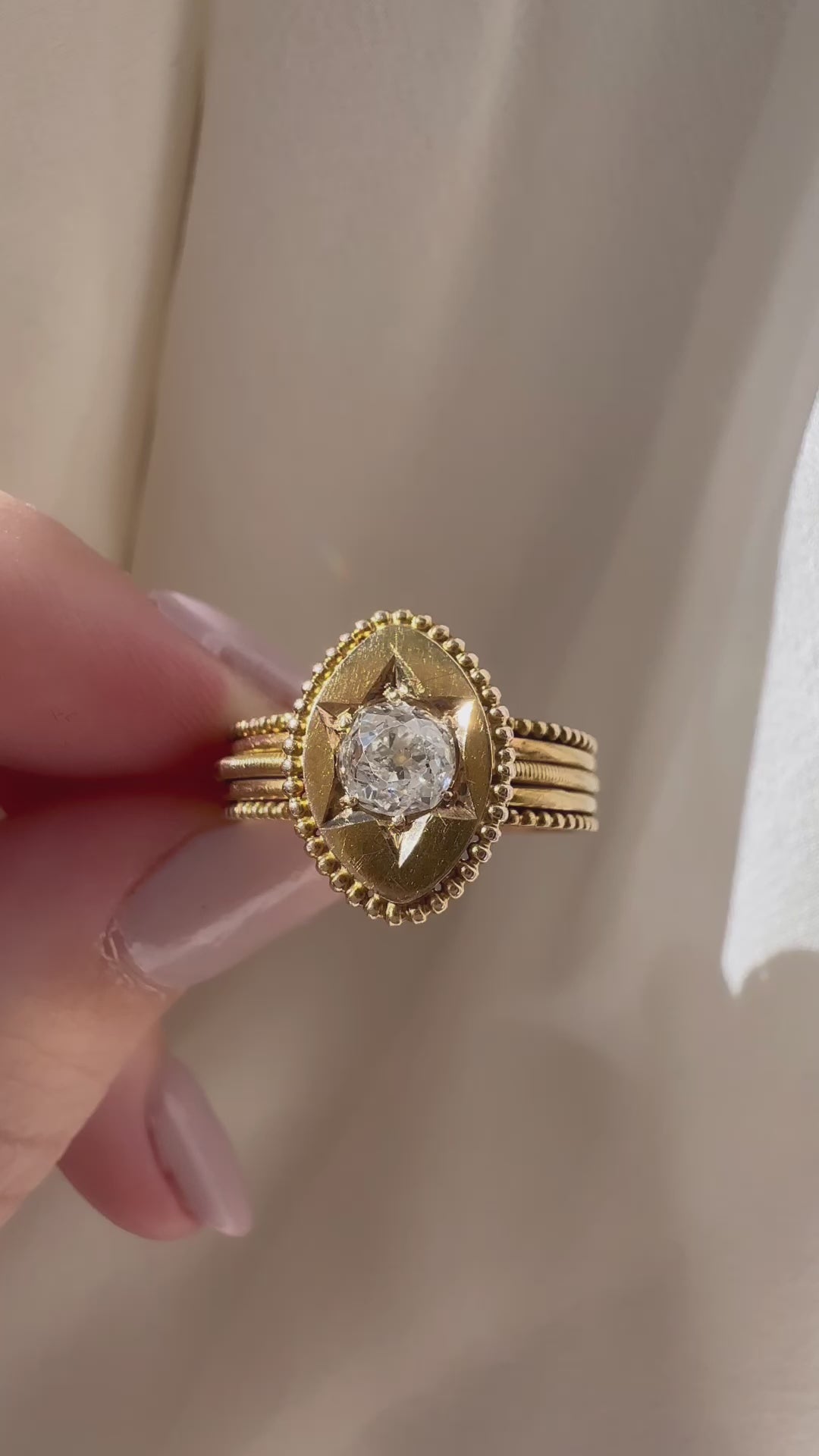  videos and images of vintage Rings-Solitaire Old Mine cut diamond Rings
