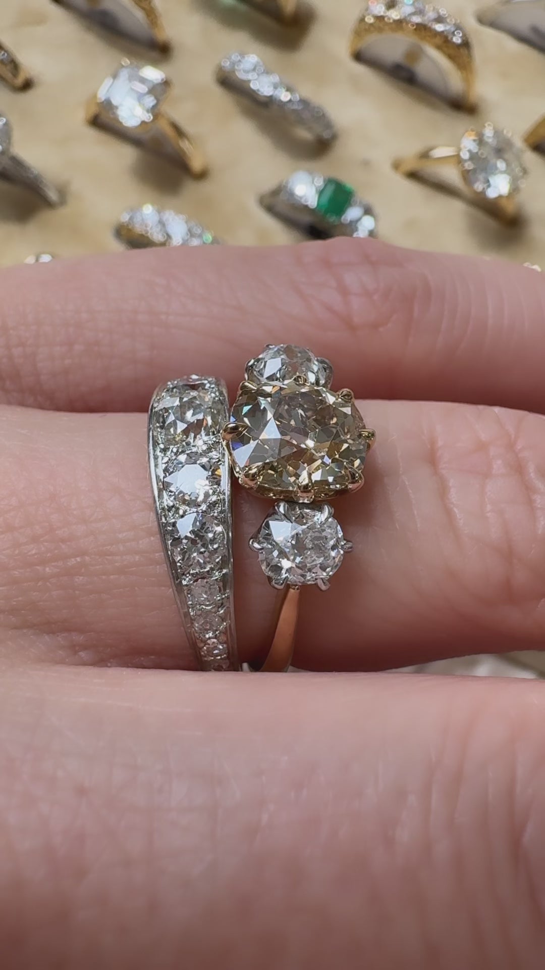 j-k-l color, diamond in two-tone setting