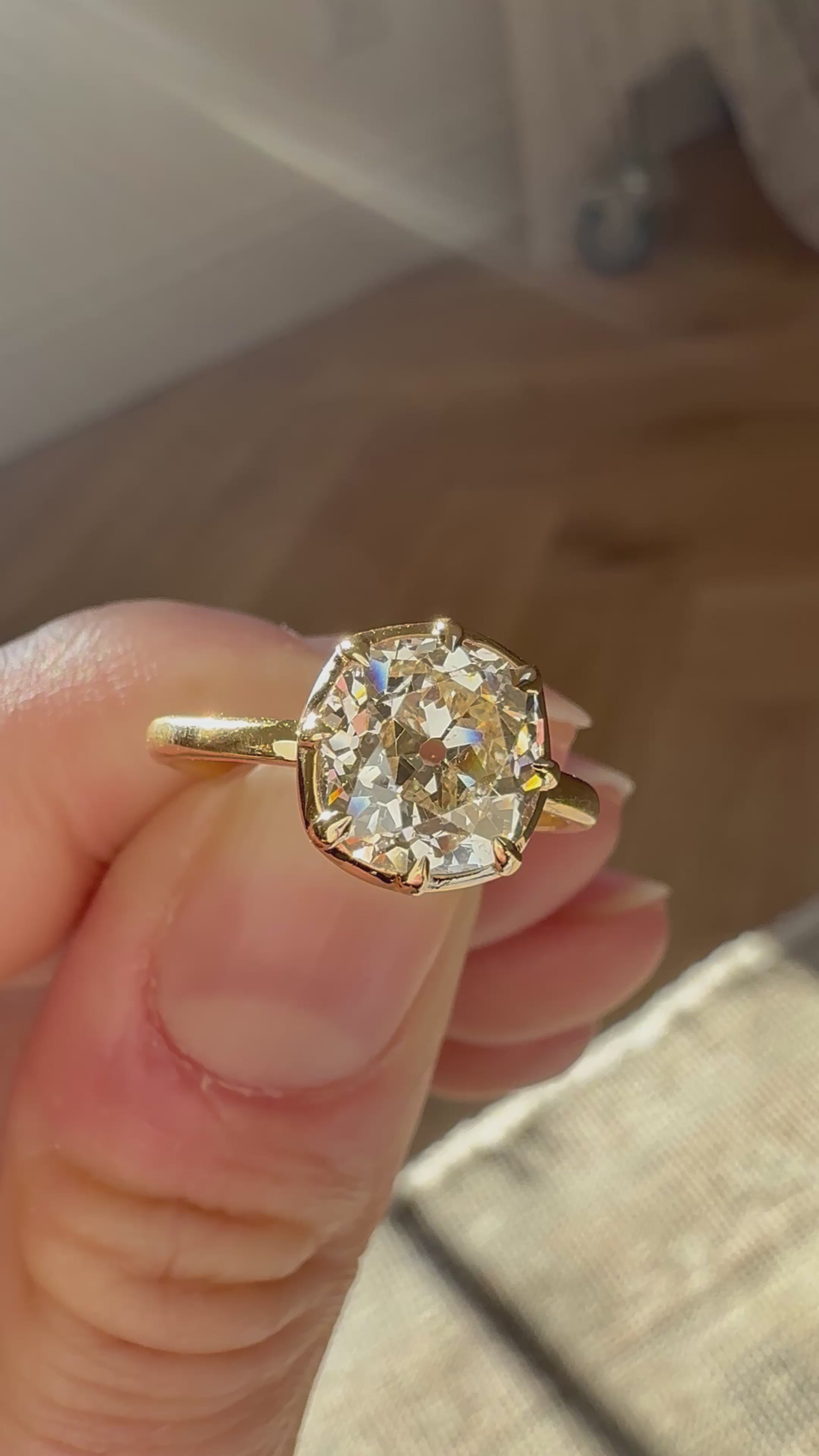 Solitaire Old Mine cut diamond Rings