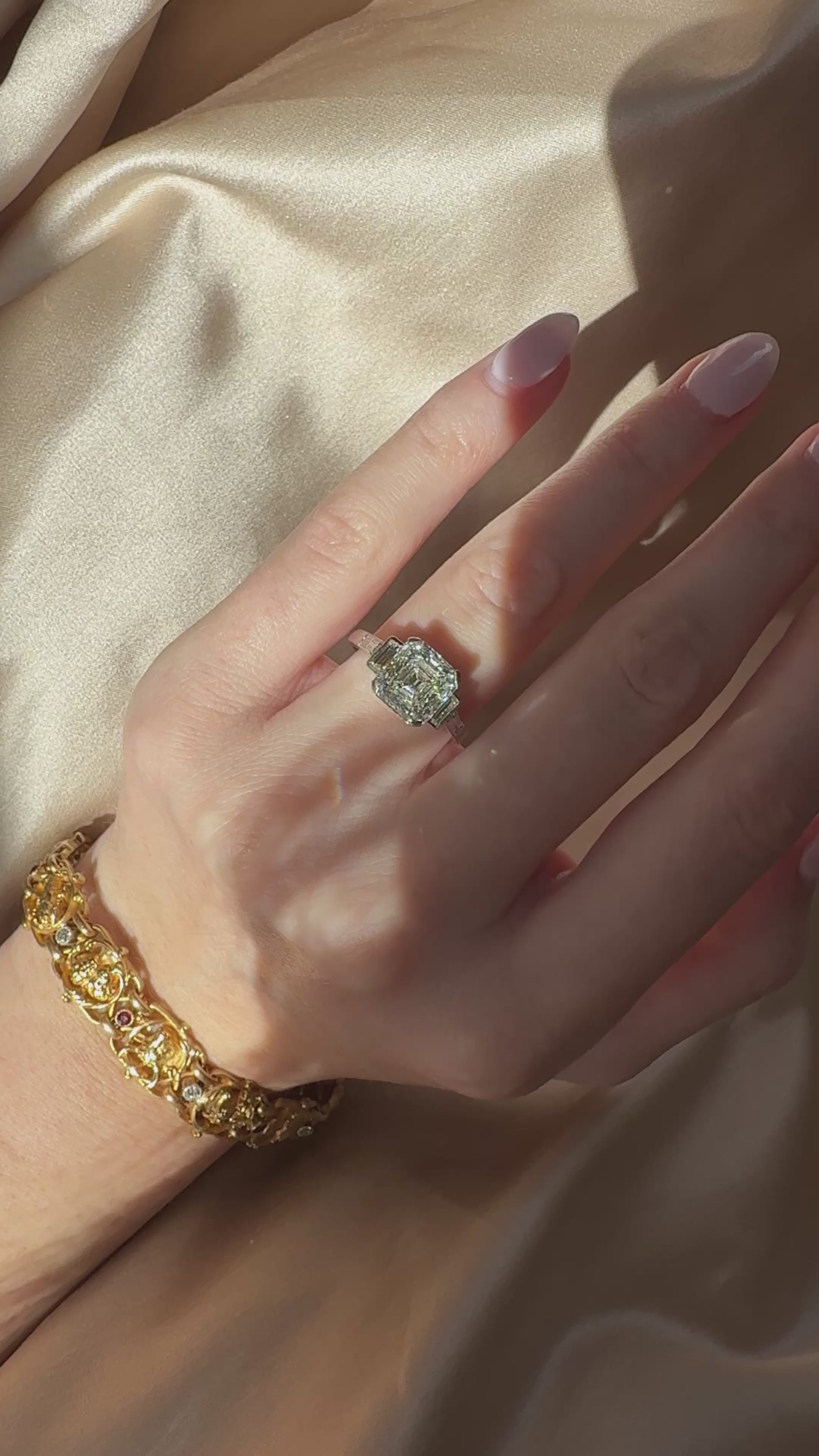 Solitaire Step  cut diamond Rings