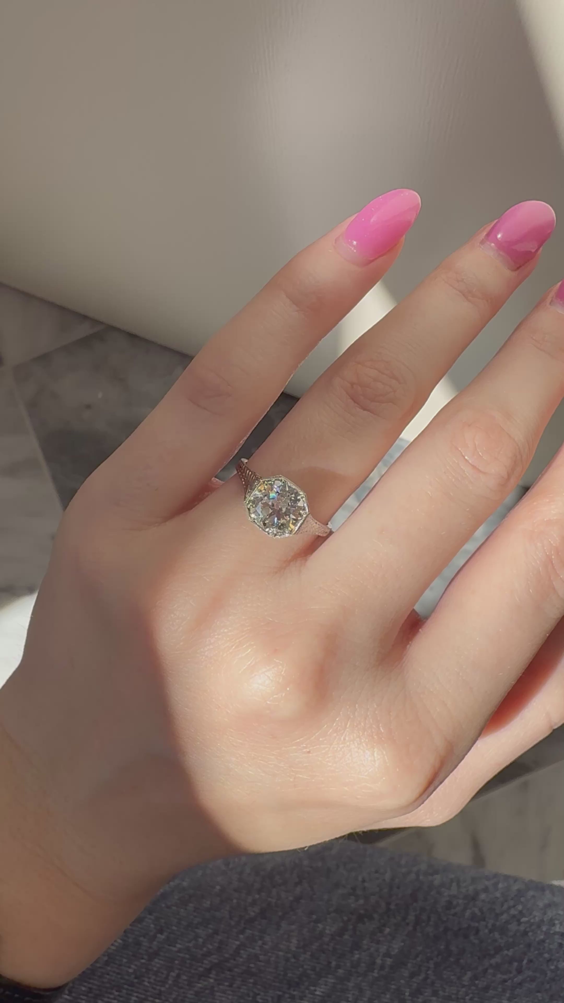 j-k-l color, si-i clarity diamond in platinum setting