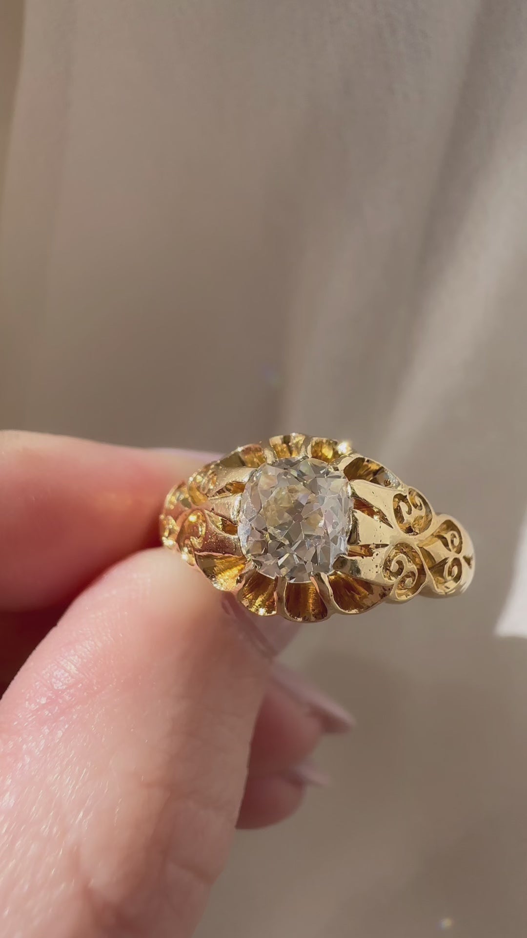 Solitaire Old Mine cut diamond Rings