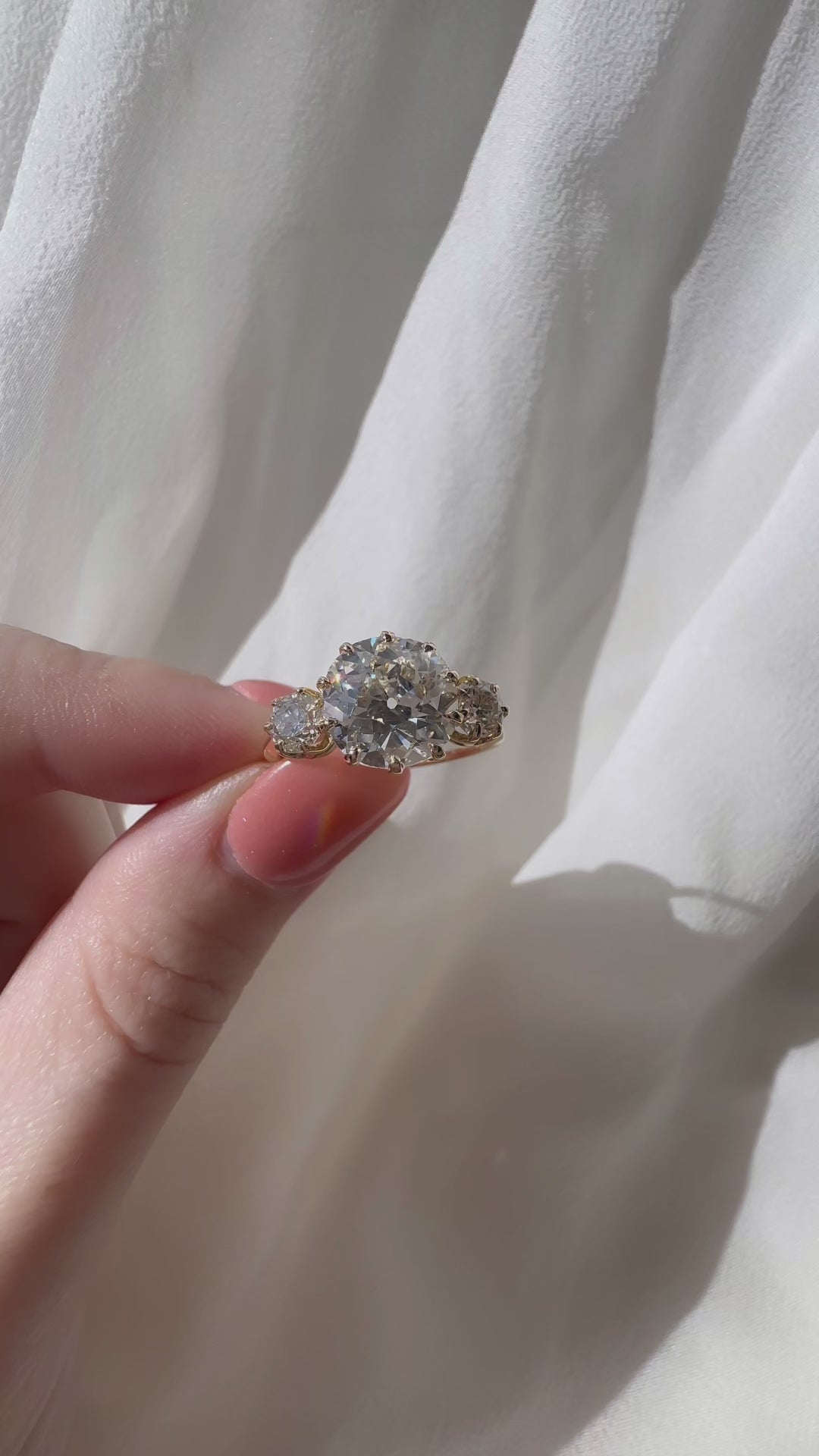 Three-stone Old European cut diamond Rings