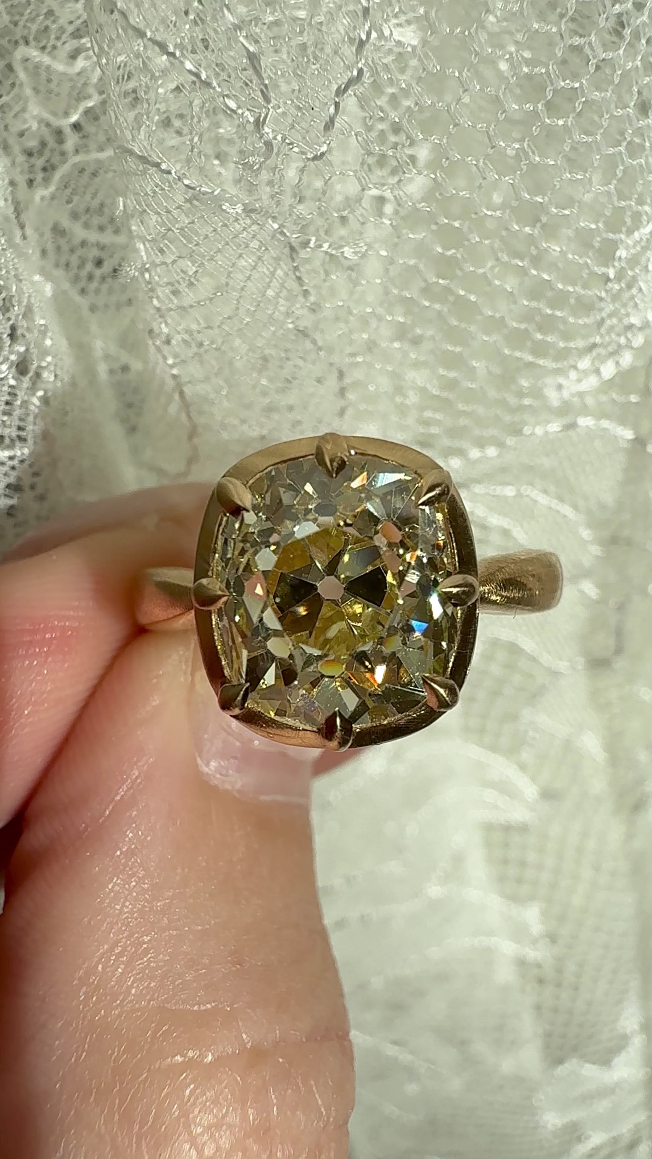  videos and images of vintage Rings-Solitaire Band Old Mine cut diamond Rings