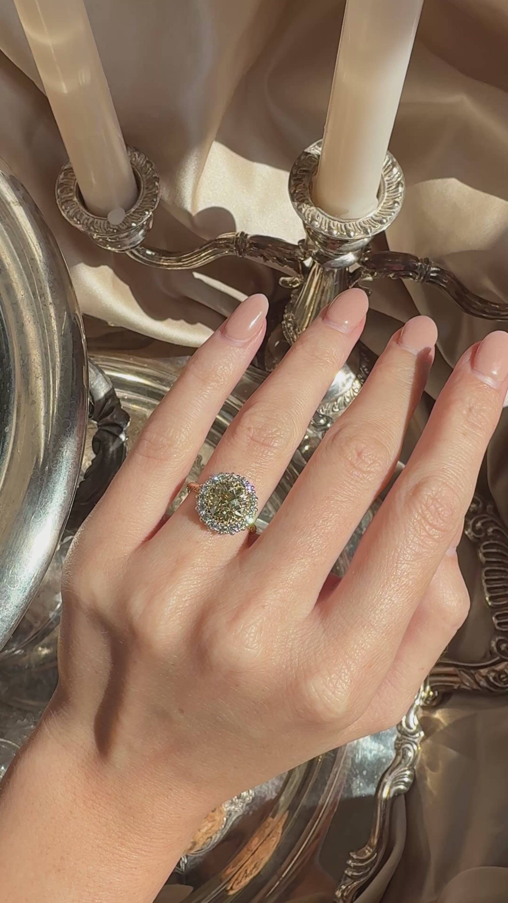 Halo Old European cut diamond Rings