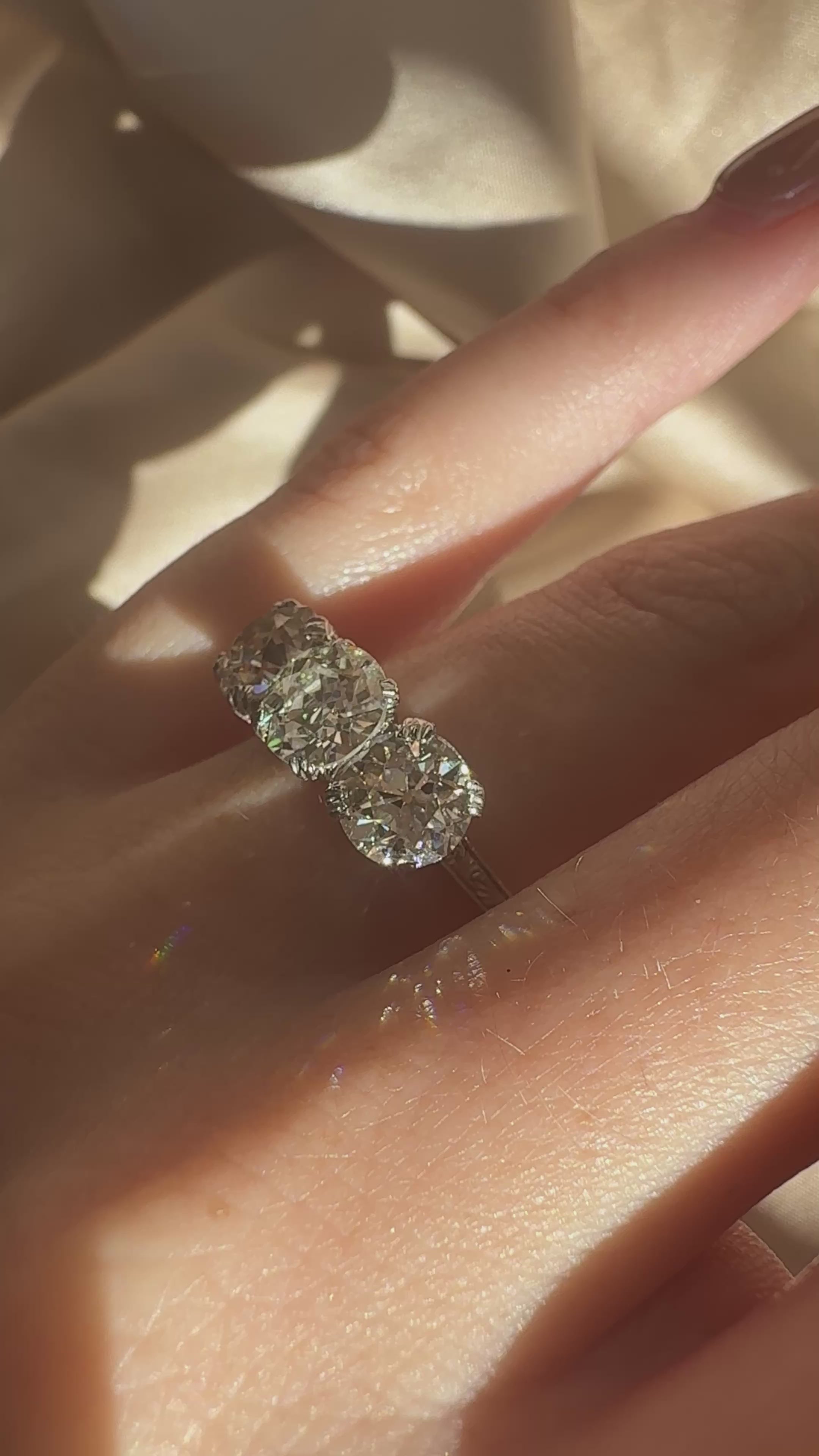  videos and images of vintage Rings-Three-stone Old European cut diamond Rings