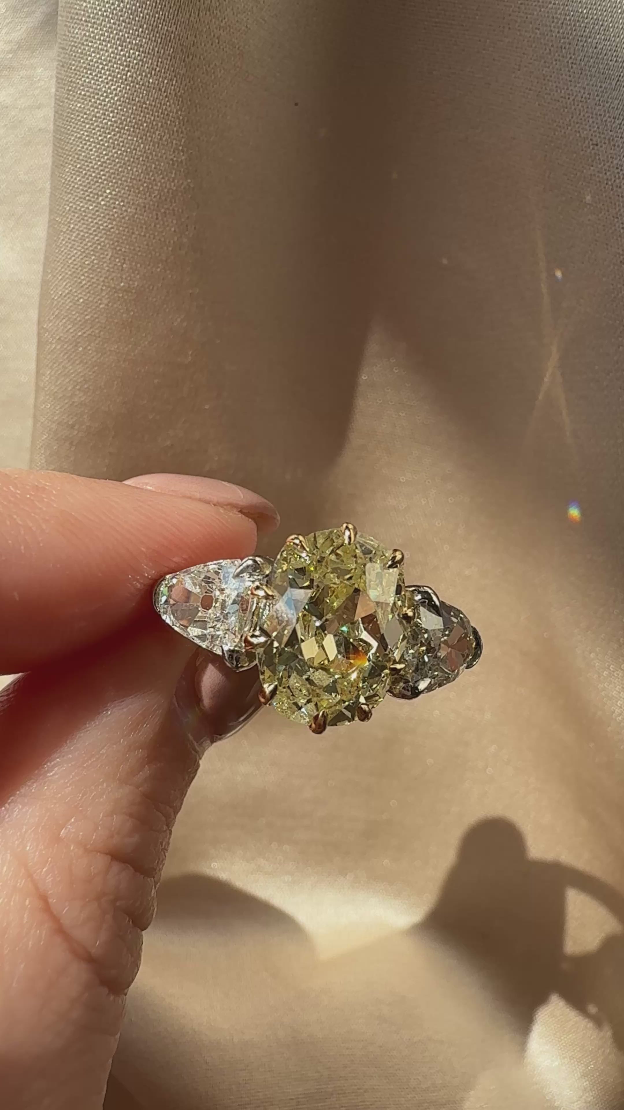 Three-stone Old Mine cut diamond Rings