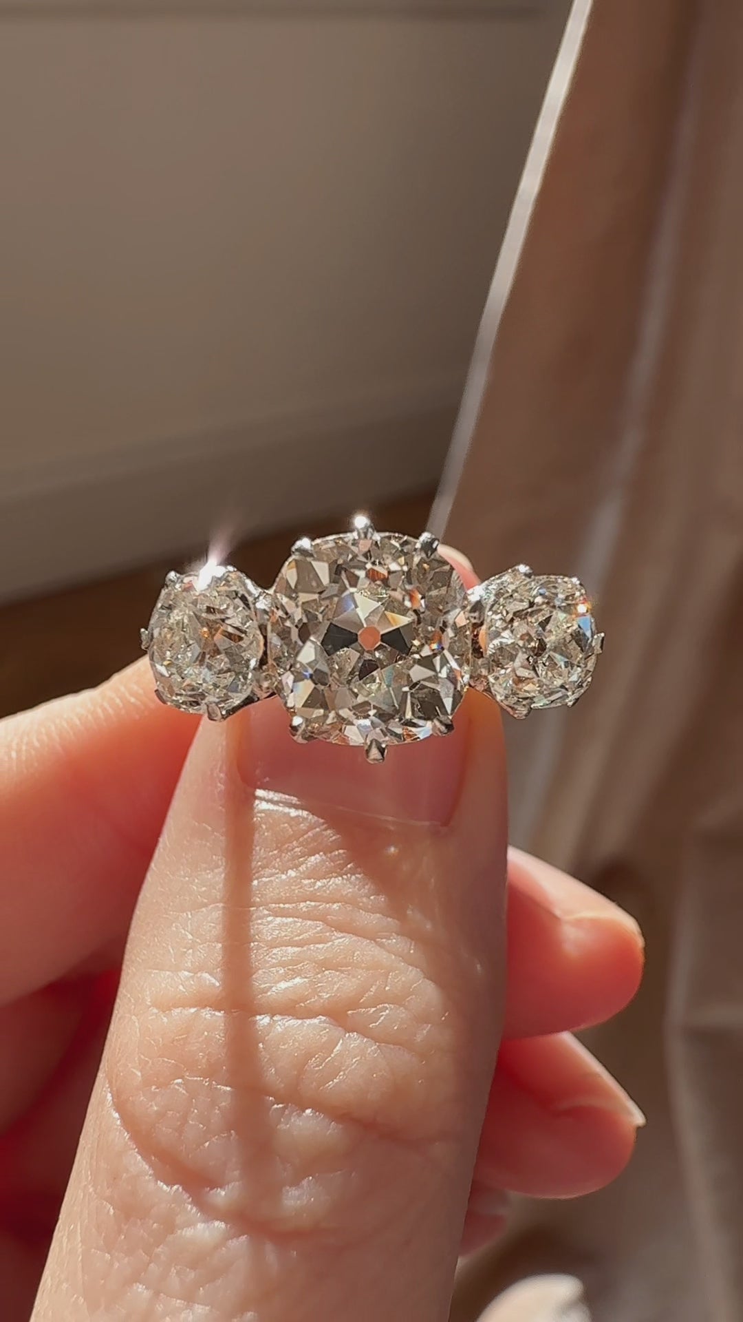 Solitaire Band Old Mine cut diamond Rings