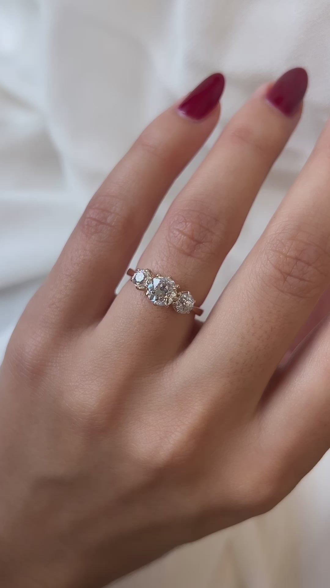 Three-stone Old European cut diamond Rings