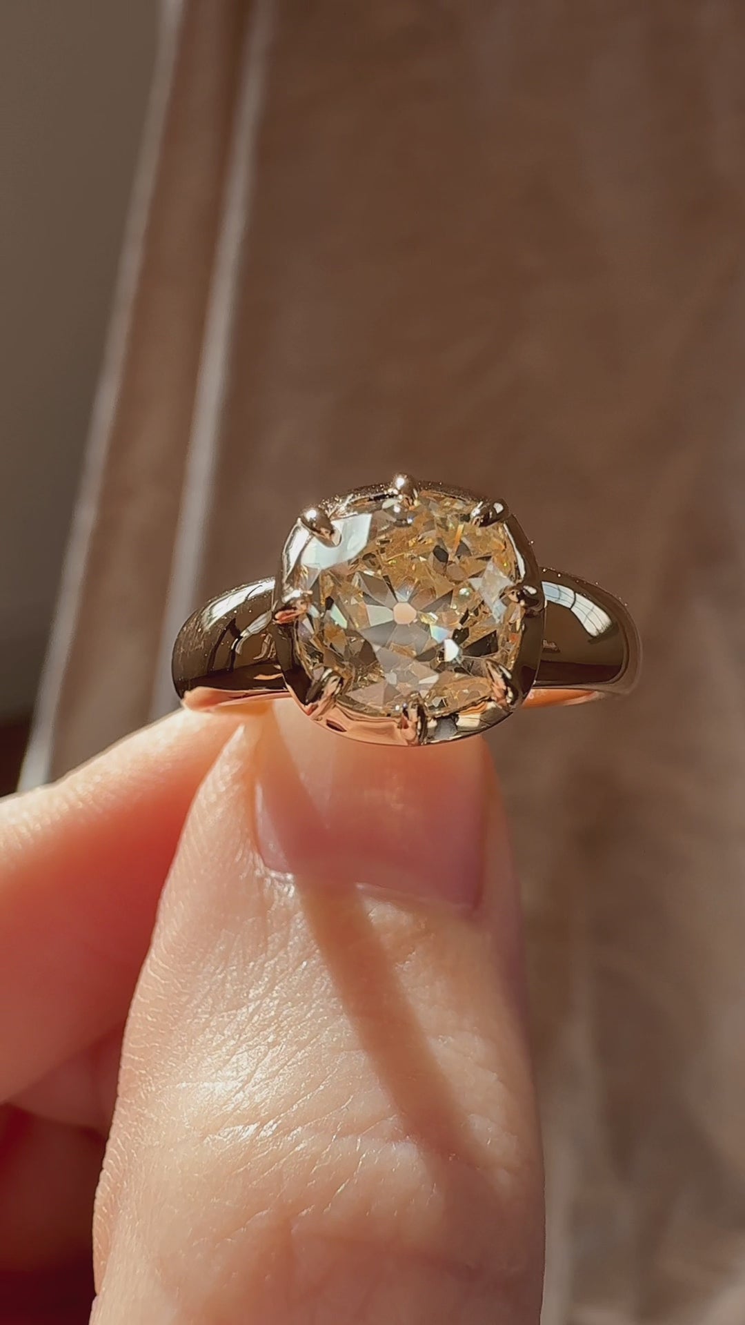 Solitaire Band Old Mine cut diamond Rings