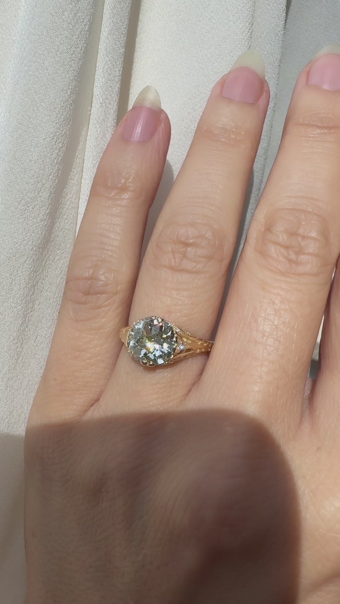  videos and images of vintage Rings-Solitaire Old Mine cut diamond Rings
