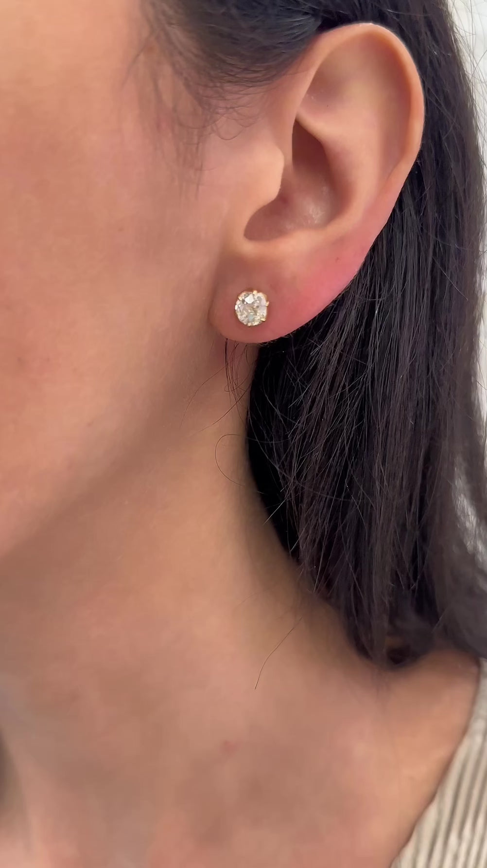 2.35ctw old mine cut diamond studs