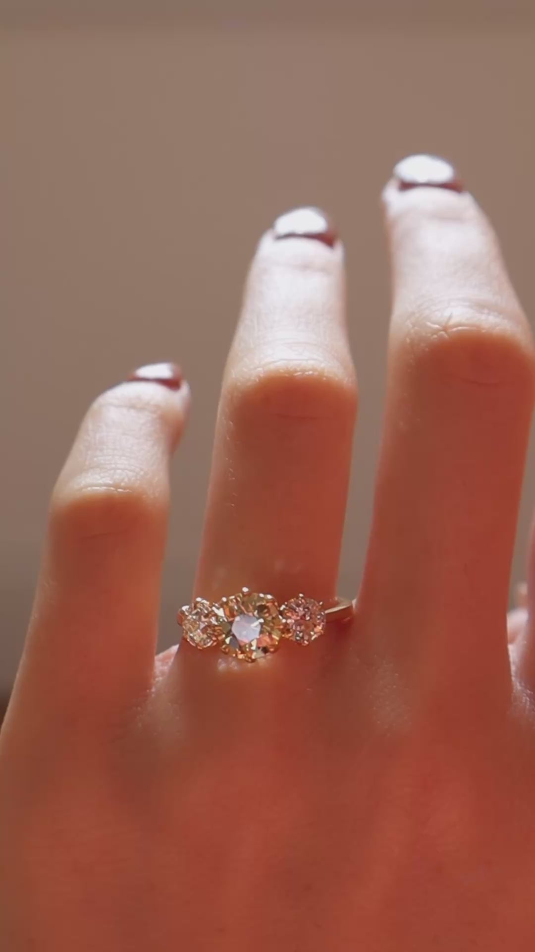 Three-stone Old European cut diamond Rings