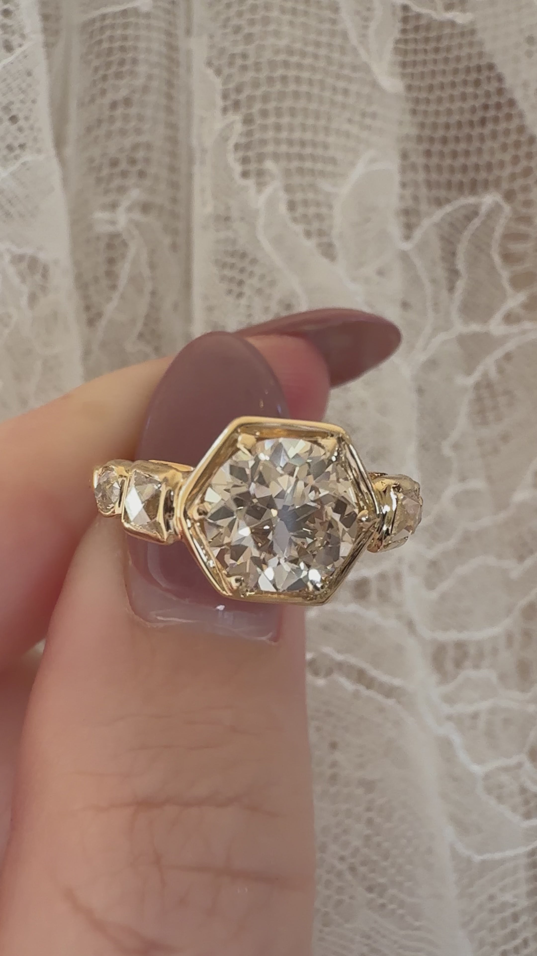  videos and images of vintage Rings-Solitaire Band Old European cut diamond Rings