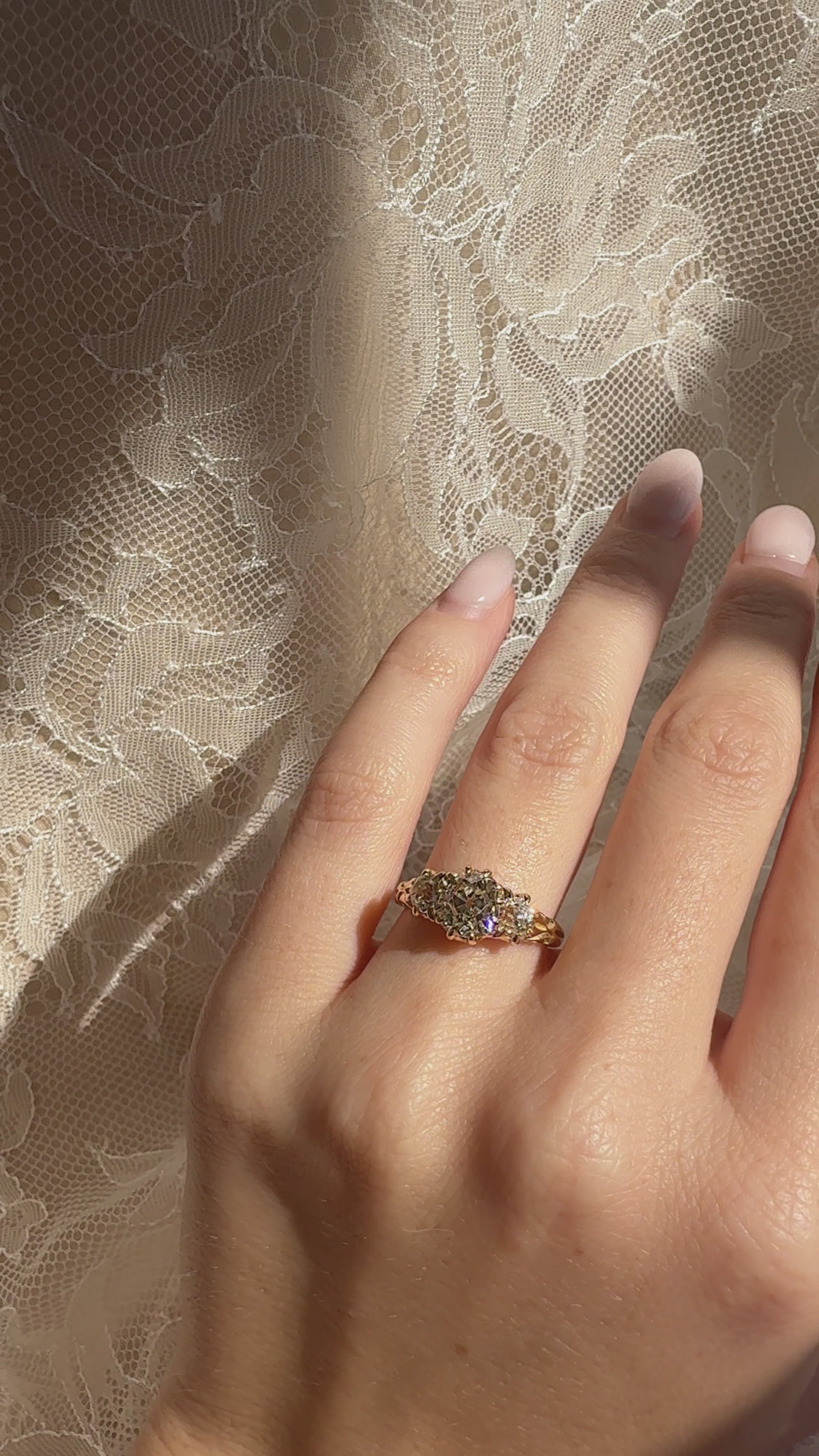 Band Solitaire Old Mine cut diamond Rings