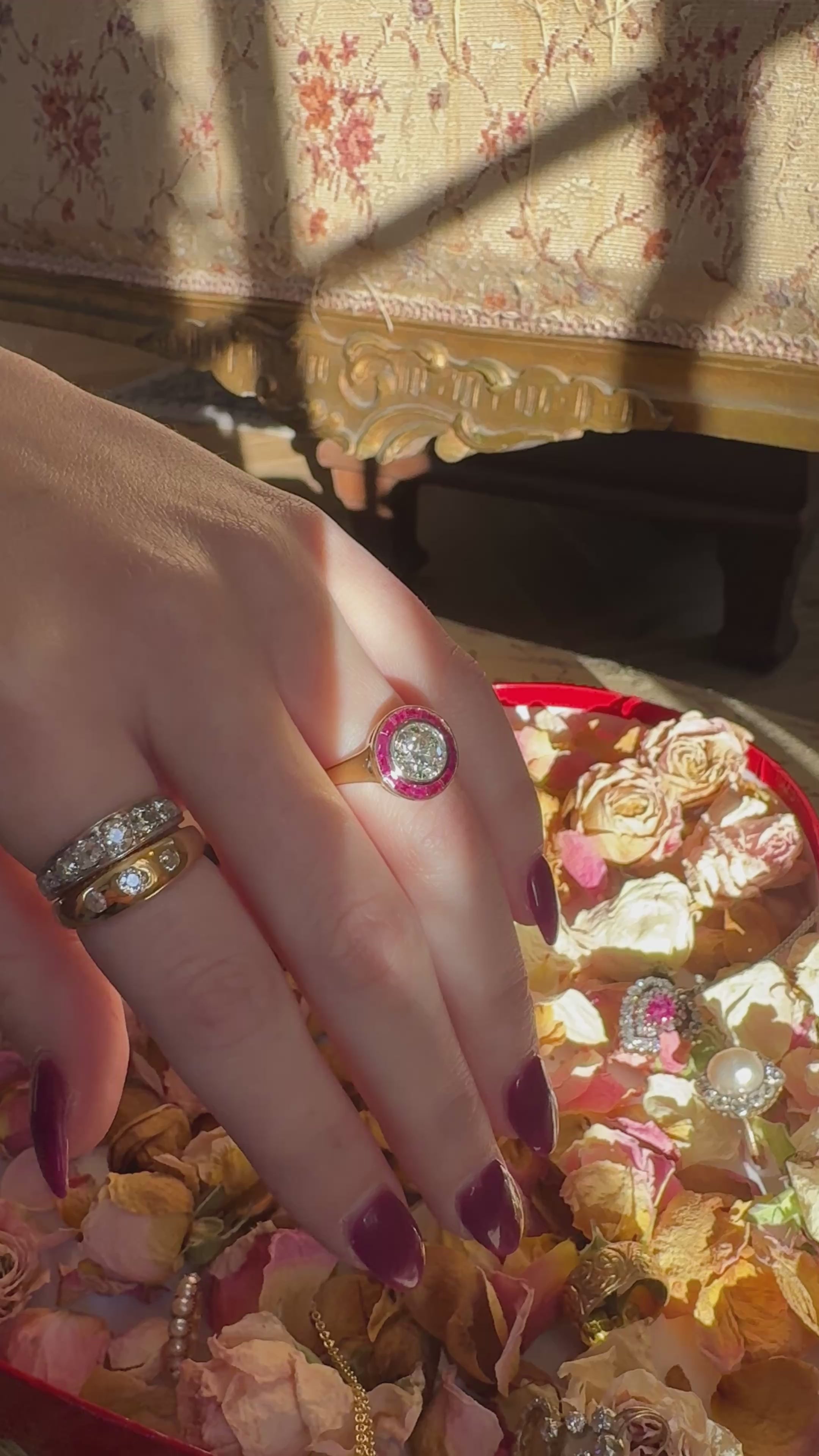 videos and images of vintage Rings-Solitaire Old European cut diamond Rings