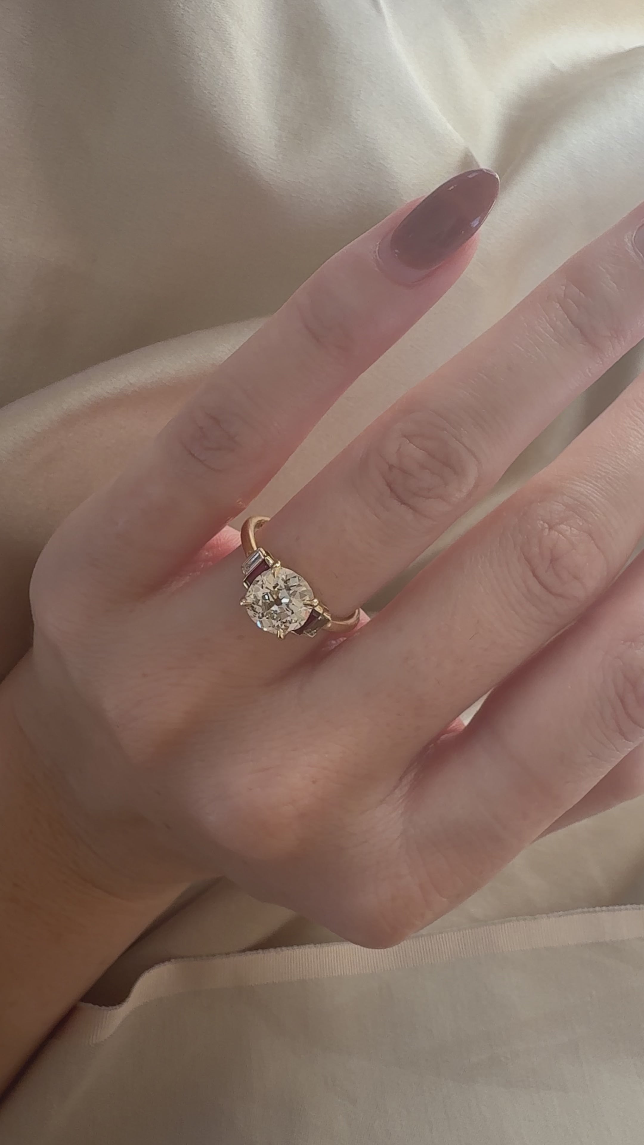 Solitaire Band Old Mine cut diamond Rings