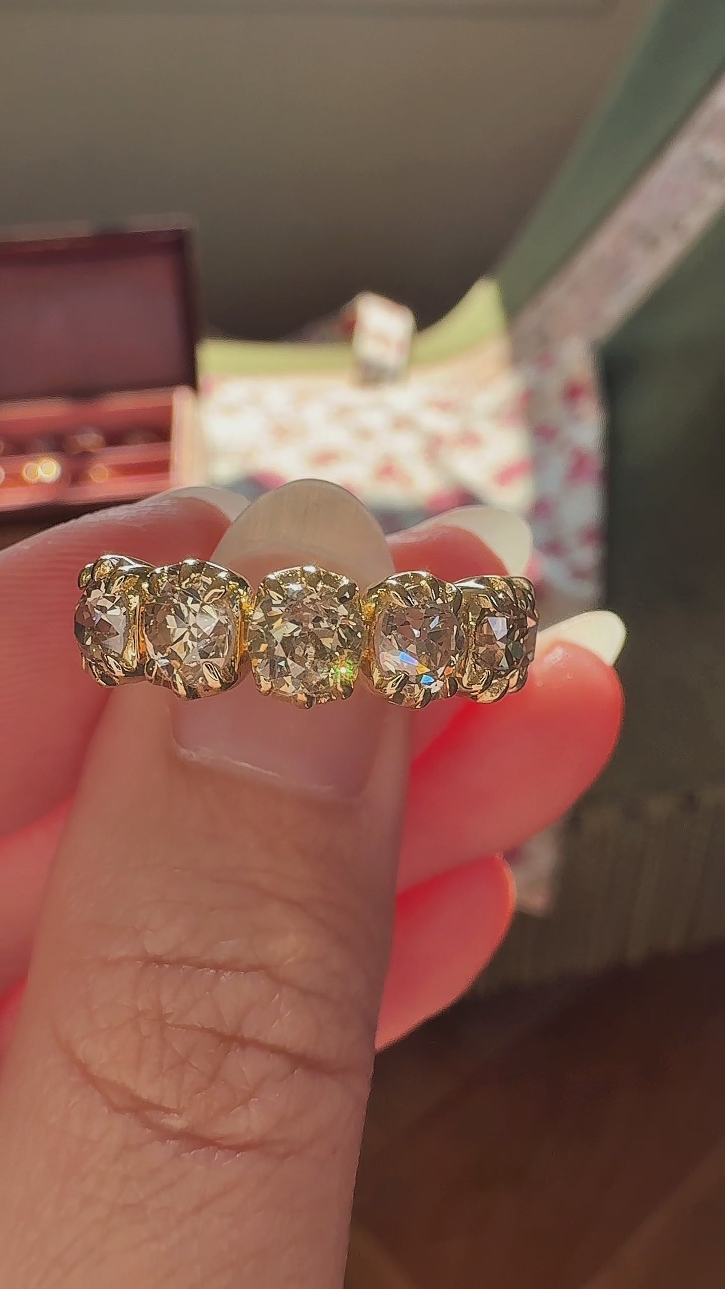 Collet Set Champagne Old Mine Cut Diamond Band – Andria Barboné