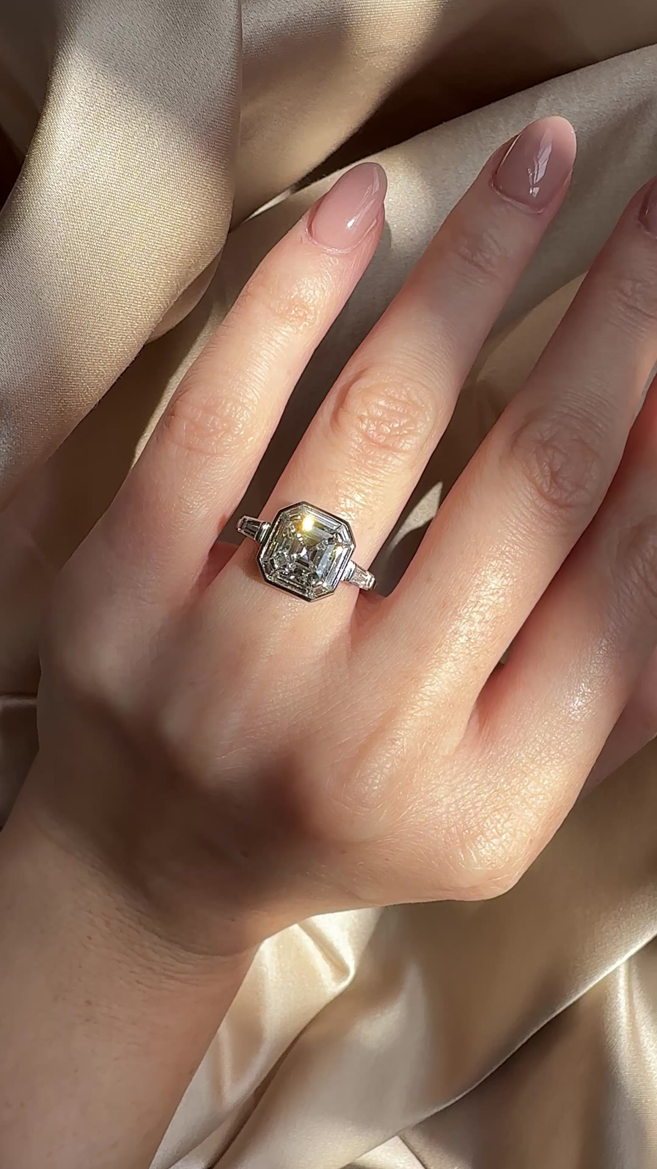 Halo Step  cut diamond Rings