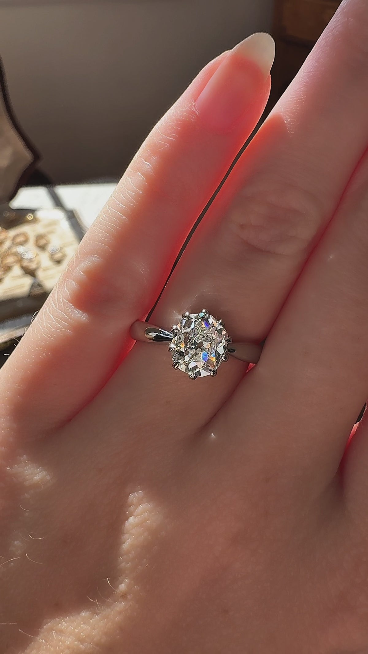  videos and images of vintage Engagement Rings-Old Mine cut diamond Engagement Rings
