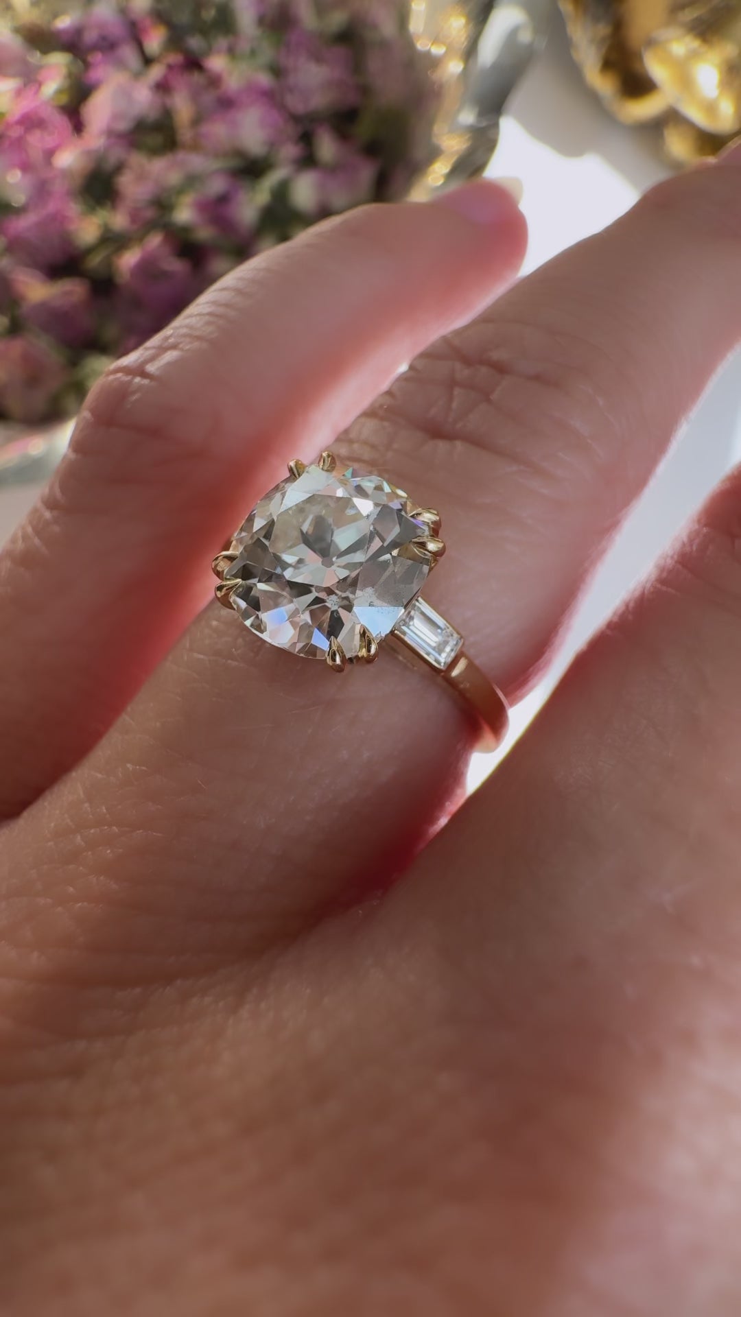  videos and images of vintage Rings-Solitaire Old Mine cut diamond Rings
