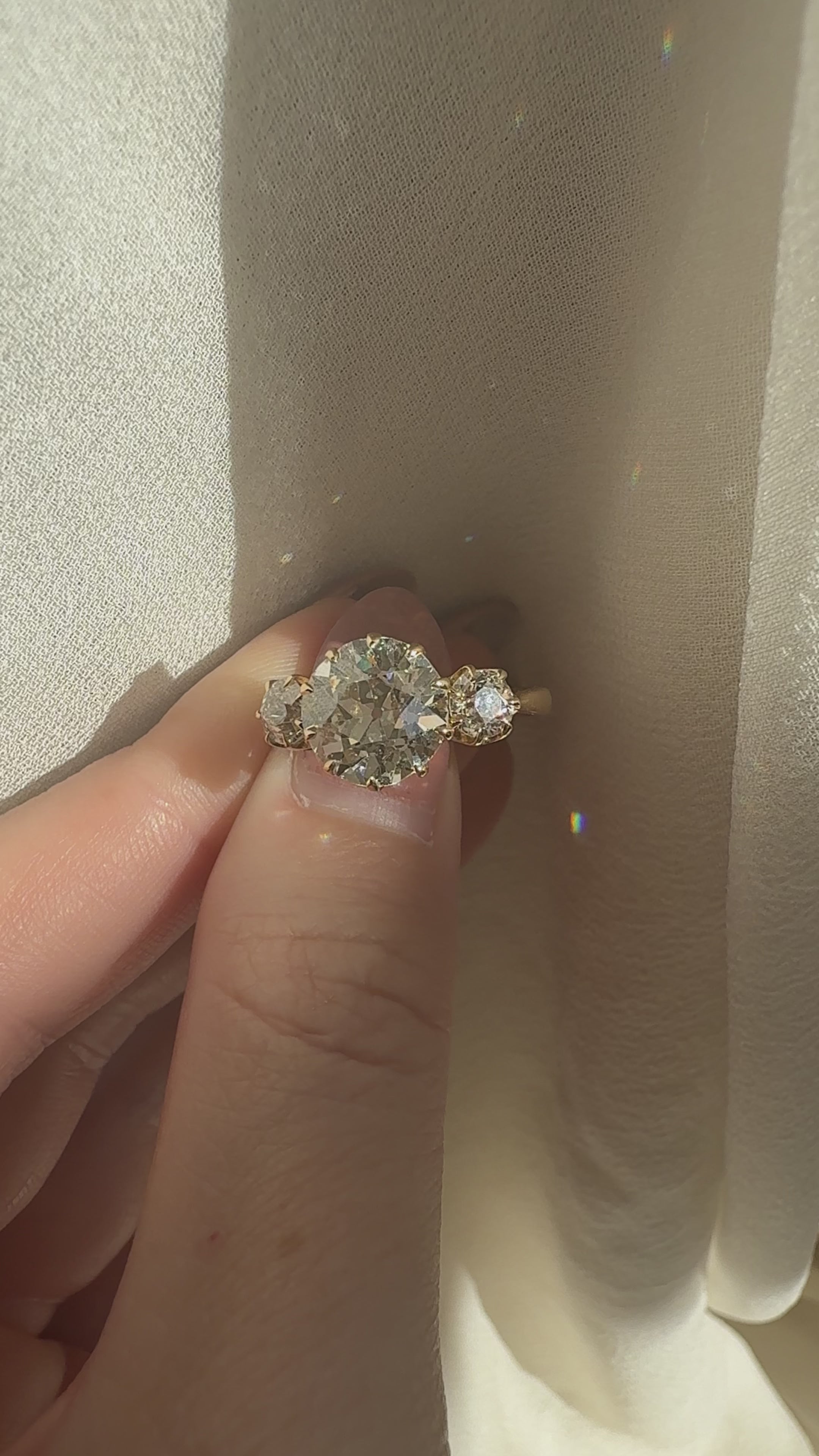 Band Solitaire Old European cut diamond Rings