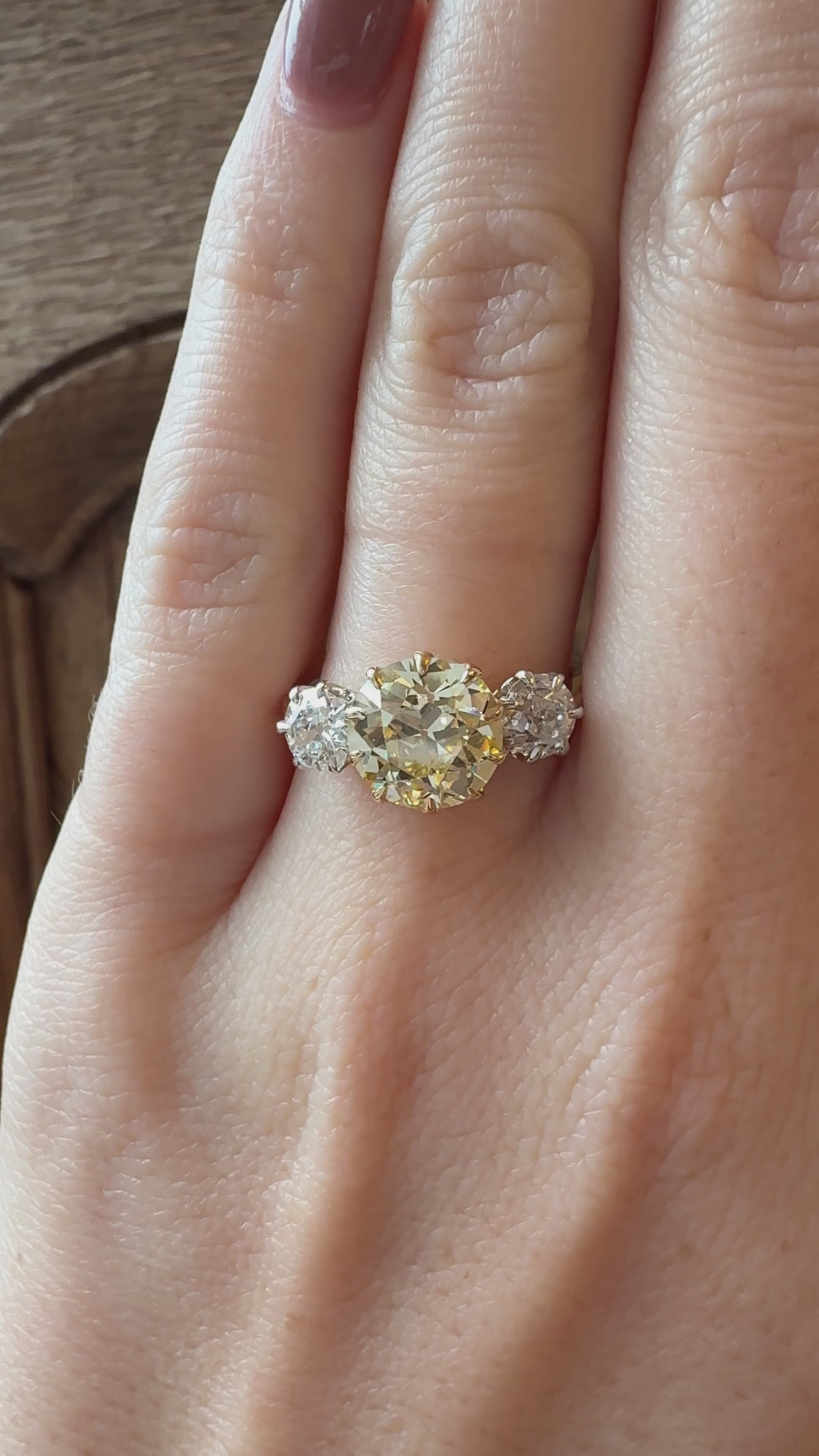 fancy color, vs clarity diamond in yellow gold setting