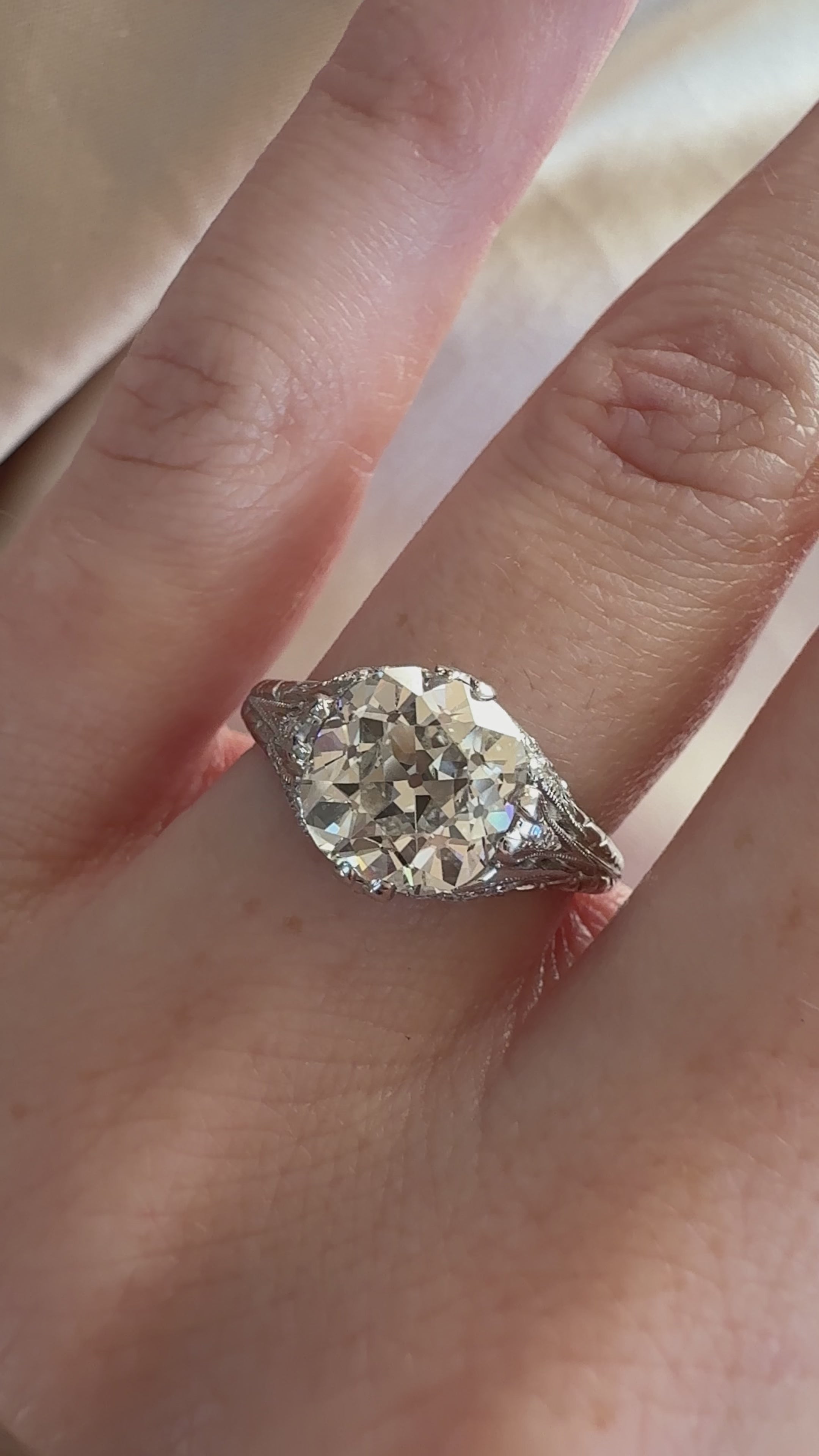  videos and images of vintage Rings-Band Solitaire Old Mine cut diamond Rings