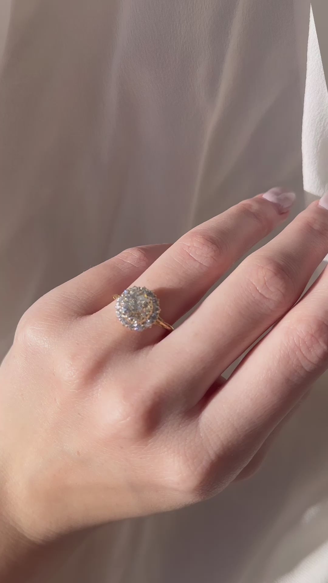  videos and images of vintage Rings-Halo Old Mine cut diamond Rings