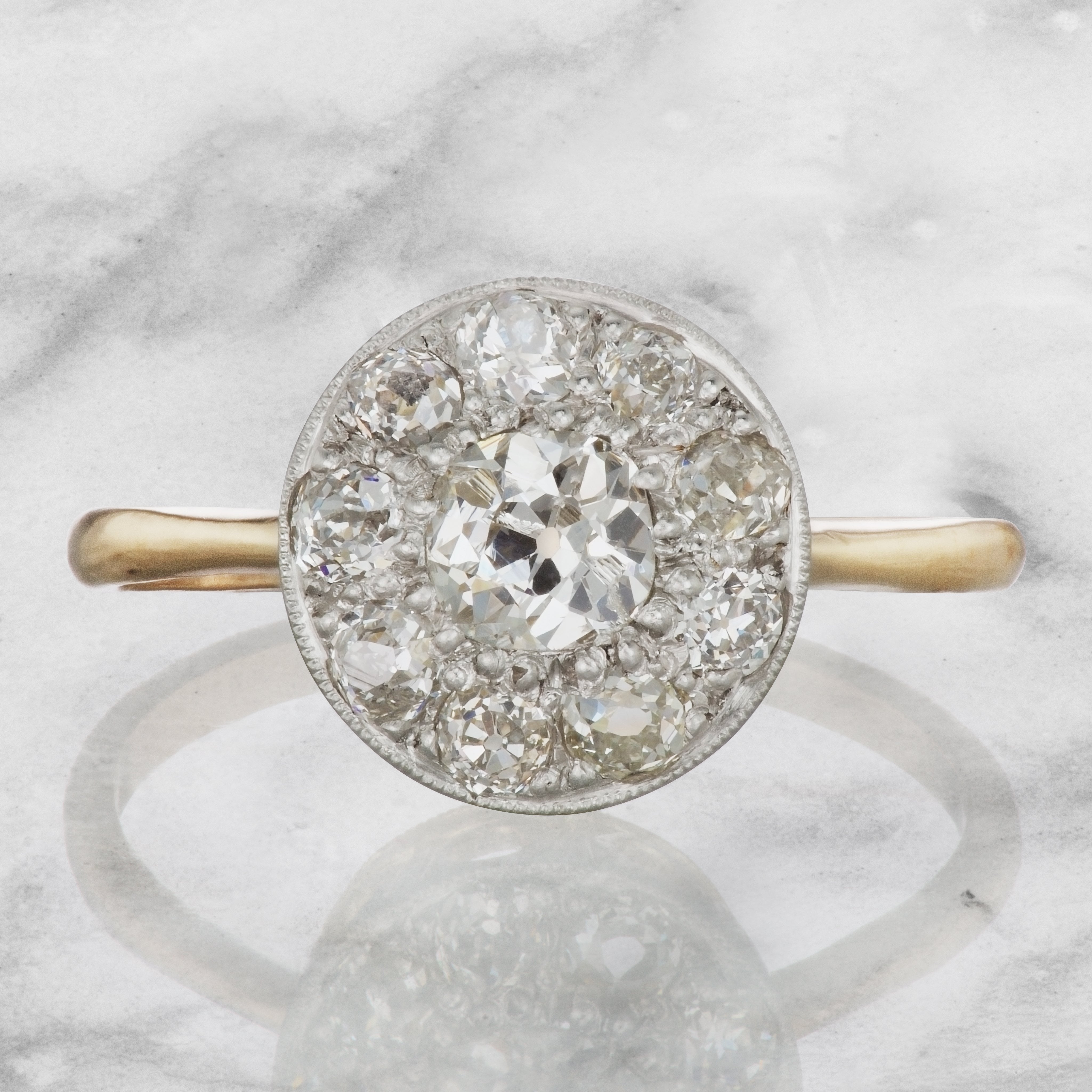 Cluster Engagement Ring With Thin Band Circa 1910 | Victor Barbone