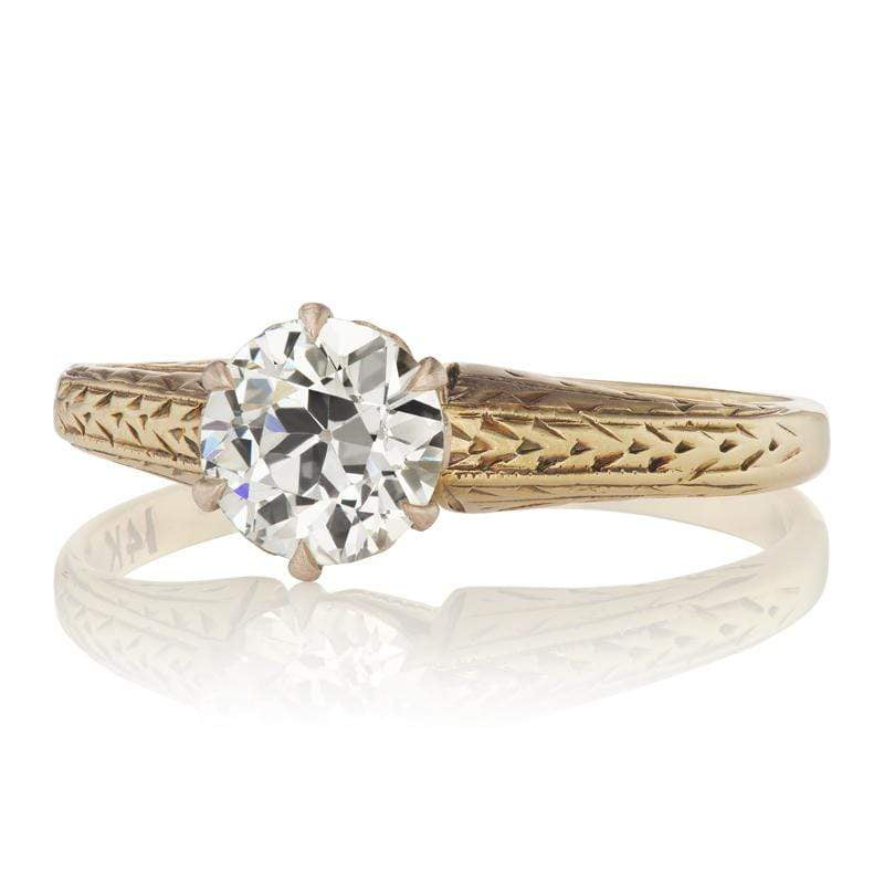 Art Deco Transitional Cut Diamond Solitaire Engagement Ring