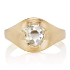 Rose Cut Diamond Engagement Ring with Thick Band