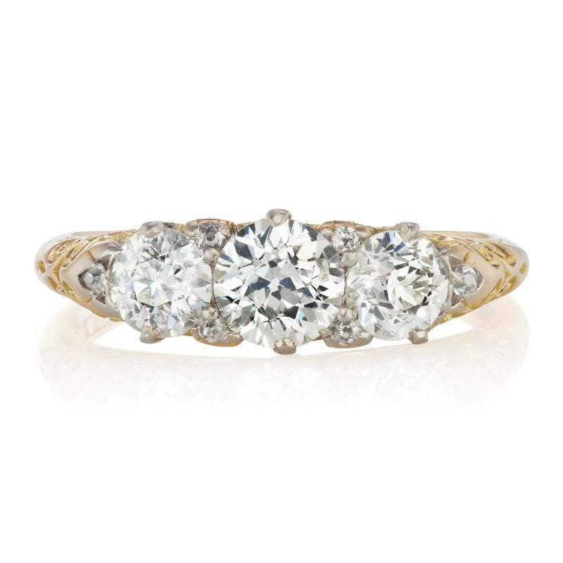 3 Stone Transitional Cut Diamond Engagement Ring