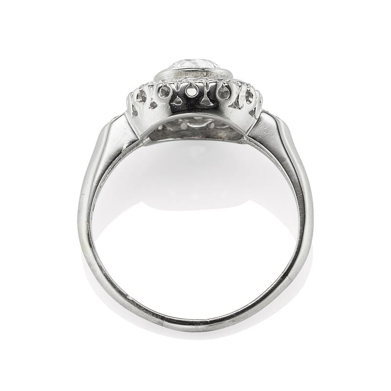 Edwardian Bezel Set Diamond Halo Engagement Ring