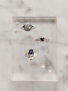 0.80ct Burmese Sapphire Blue Sapphire Diamond Engagement Ring With Baguettes