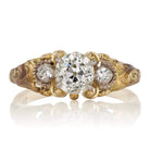 Old European Cut Diamond Ring Platinum Topped 14 Karat Yellow Gold Setting