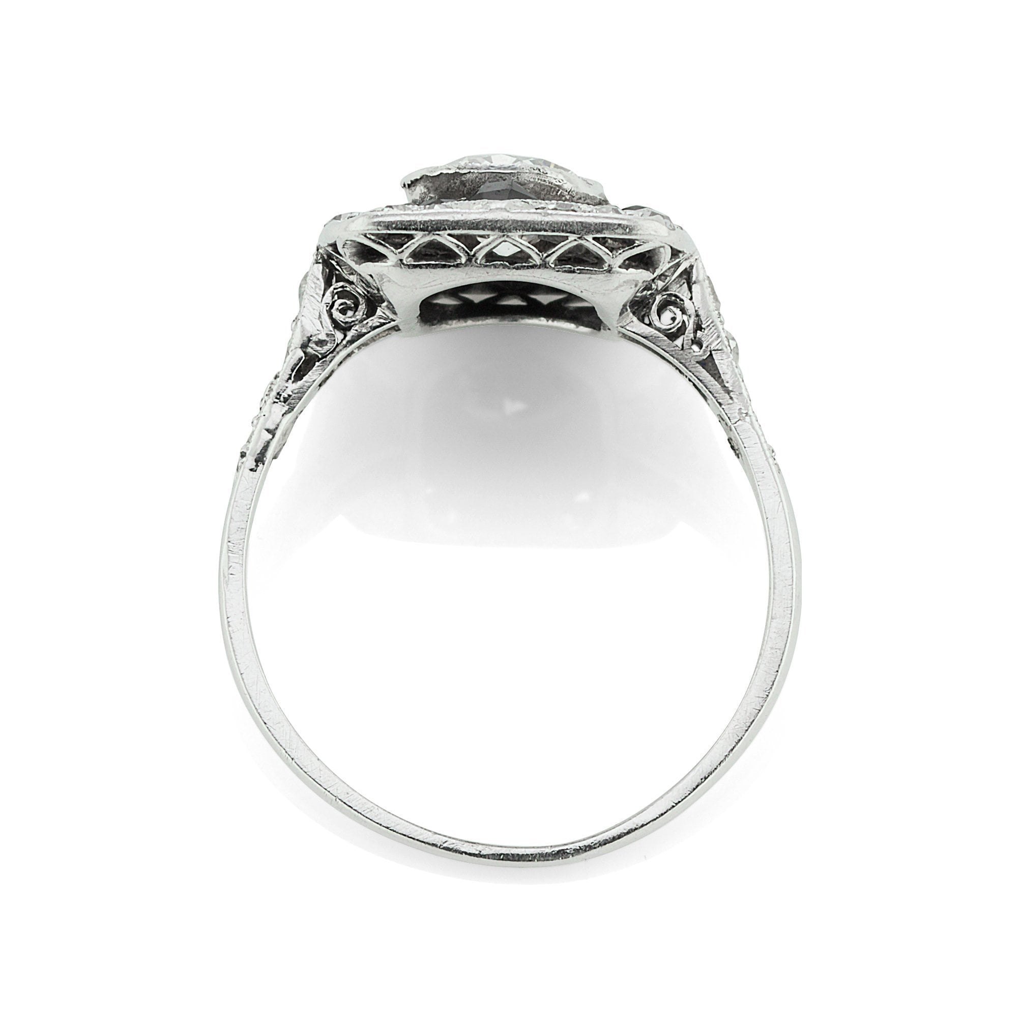 0.90ct old European cut diamond Unique Antique Onyx & Diamond Engagement Ring