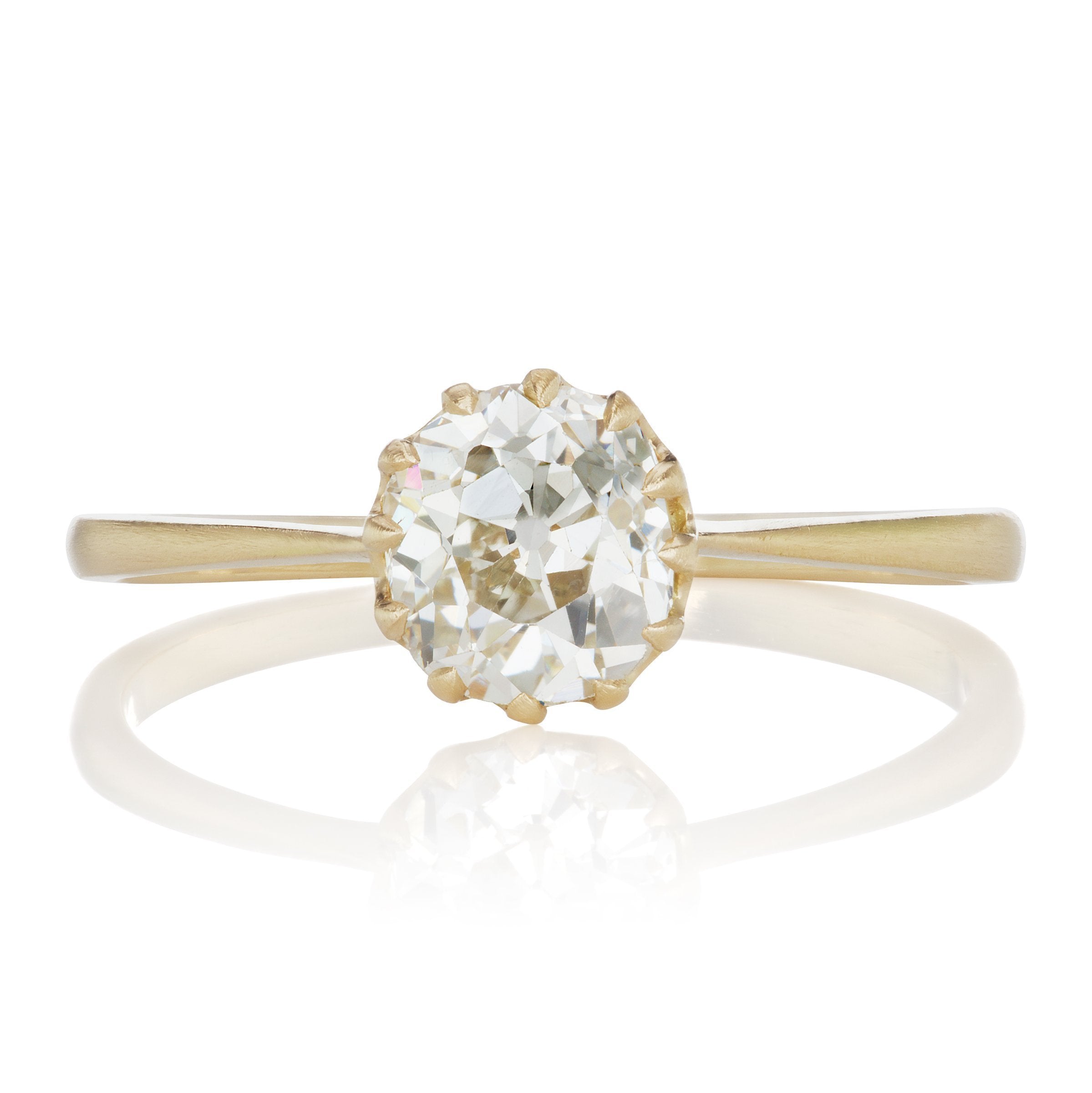 12 Prong Solitaire Engagement Ring - 18kt Yellow Gold | Victor Barbone