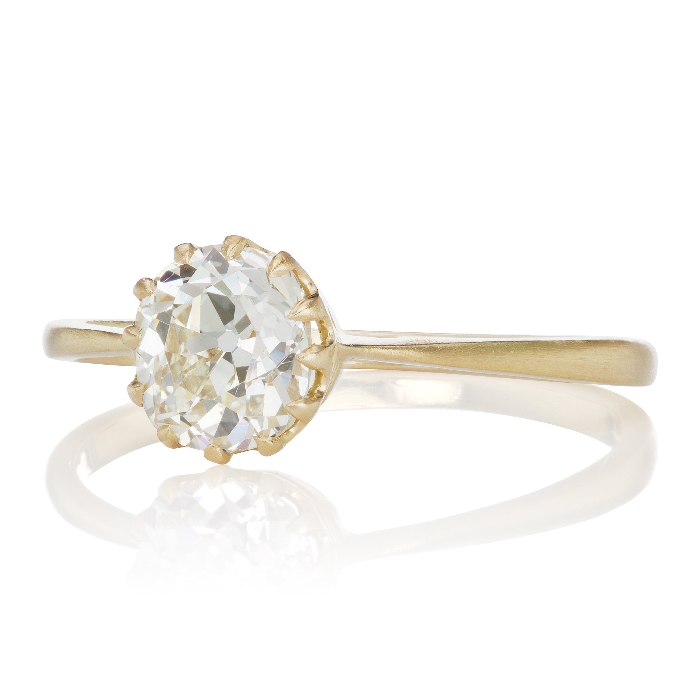 0.94ct Old Mine Cut Diamond 12 Prong Solitaire Engagement Ring