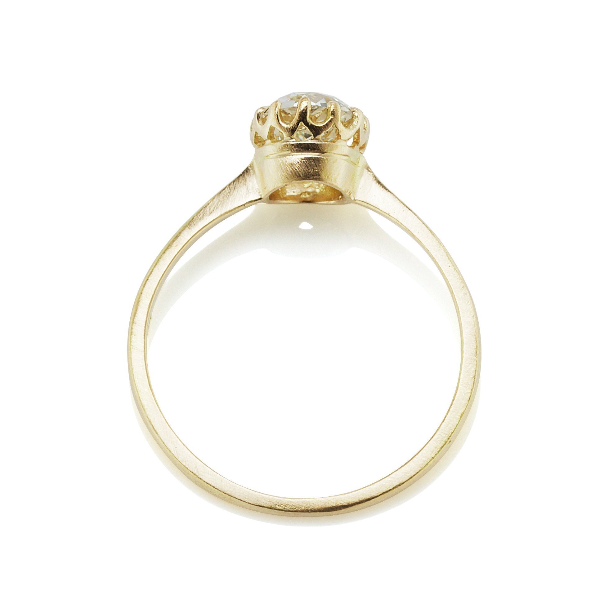 0.94ct Old Mine Cut Diamond 12 Prong Solitaire Engagement Ring