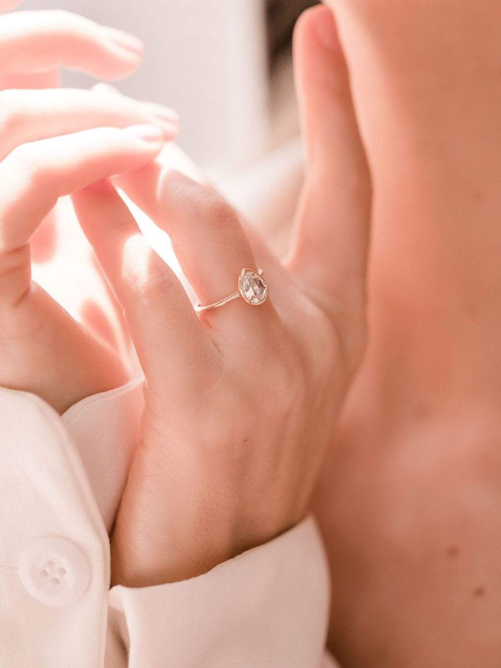 0.95ct pear rose cut diamond