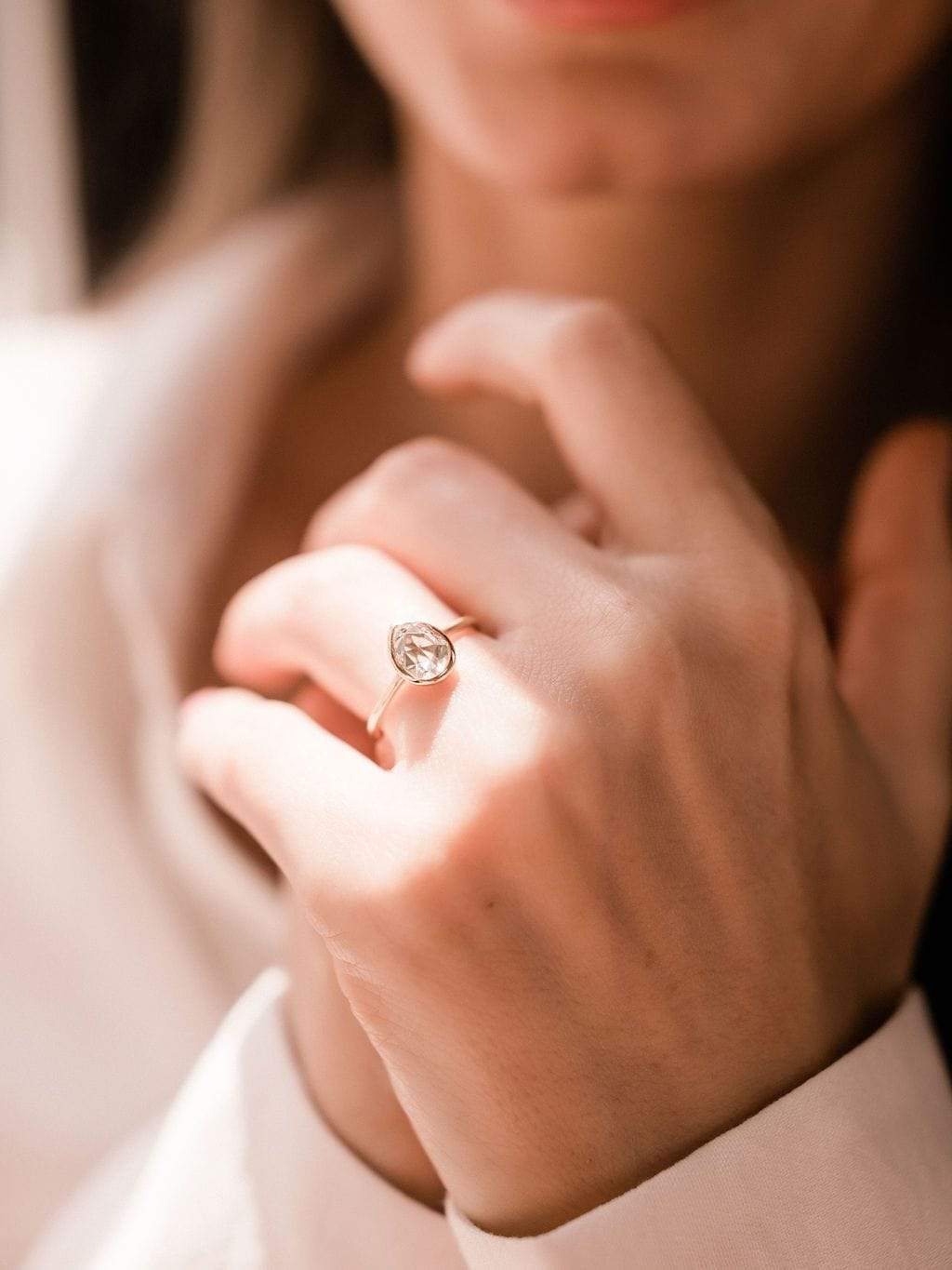 0.95ct pear rose cut diamond