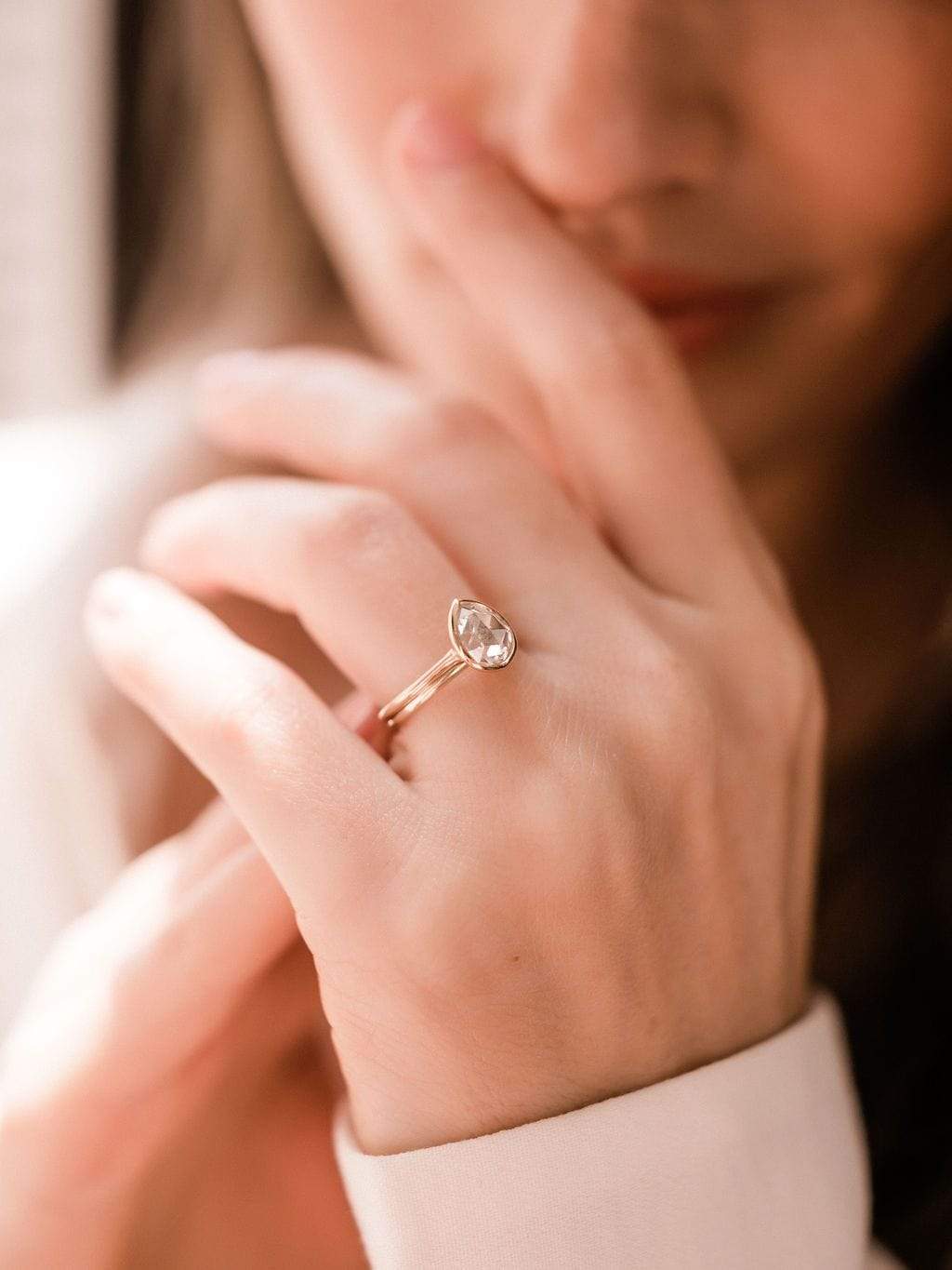 0.95ct pear rose cut diamond